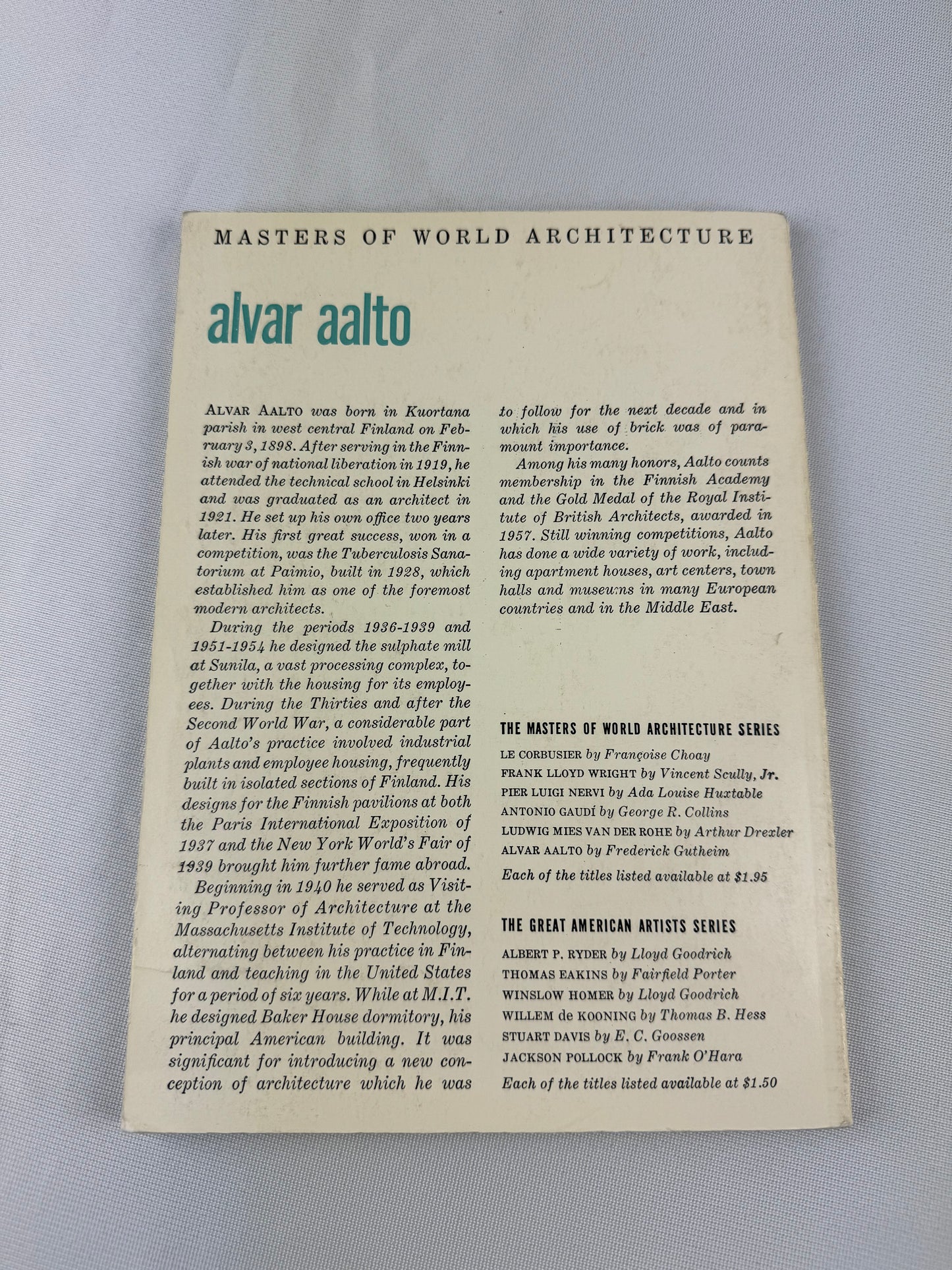 1960 Alvar Aalto - Masters of World Architecture