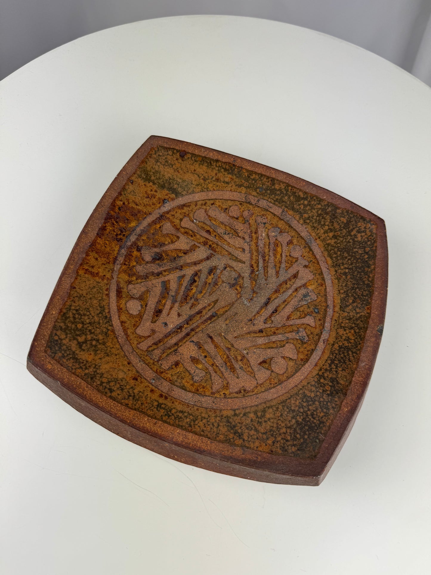 Vintage Ed Drahanchuk Ceramic Thick Square Tray