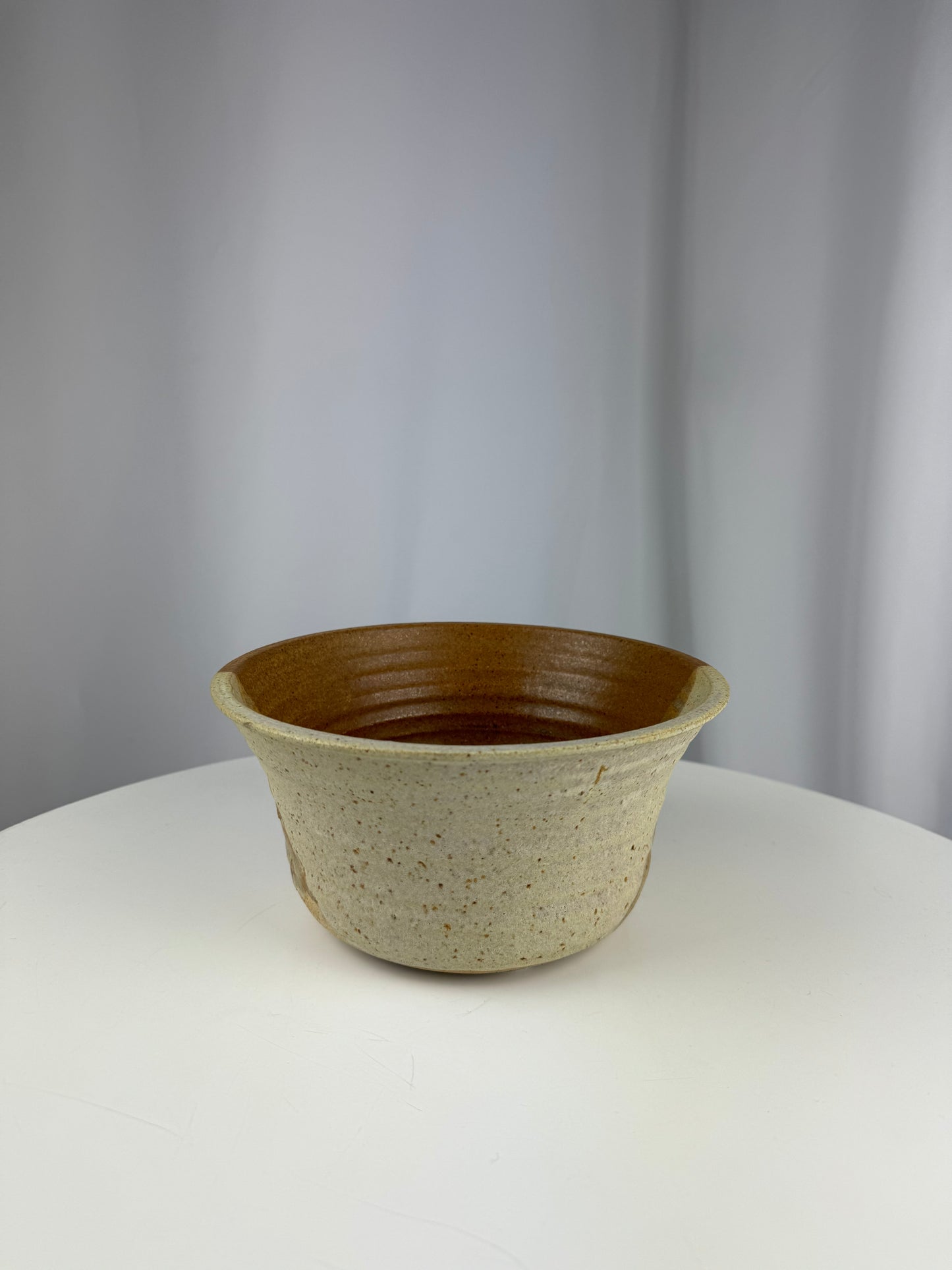 Studio Pottery Colour Block Bowl - Brown / Grey