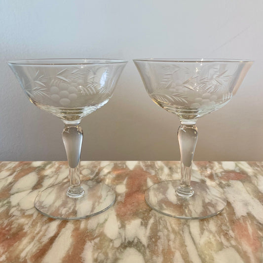 Etched Champagne Coupes