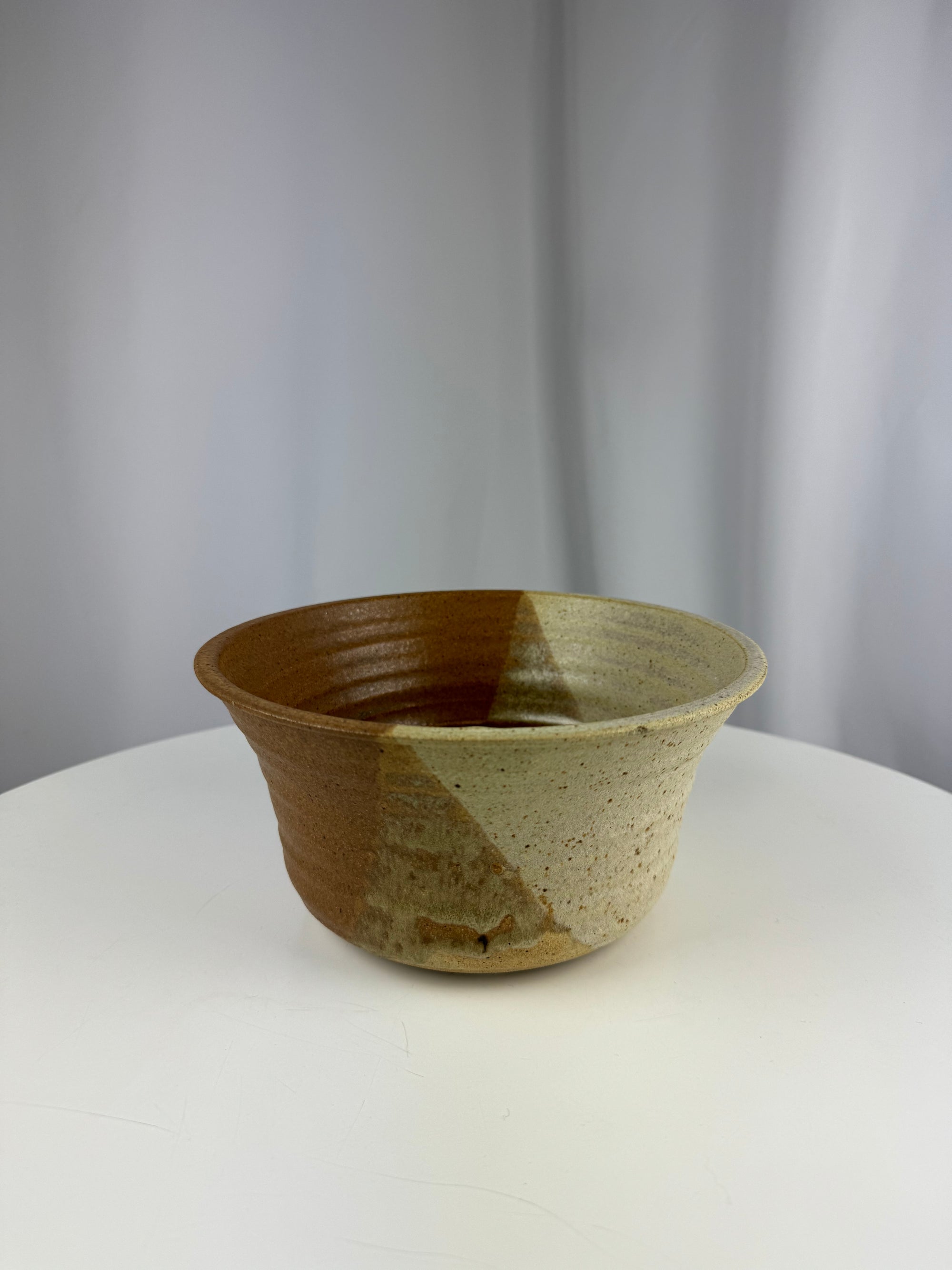 Studio Pottery Colour Block Bowl - Brown / Grey