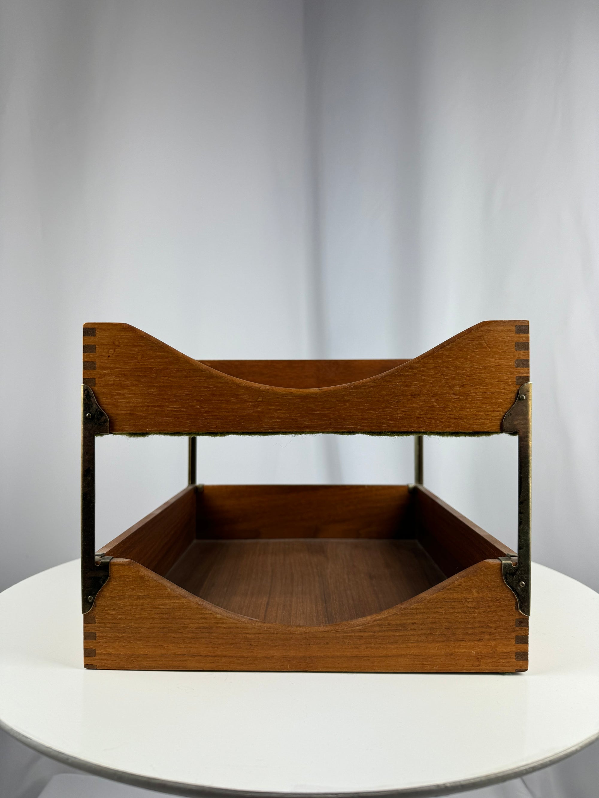 Vintage Walnut Two Tier Letter Tray