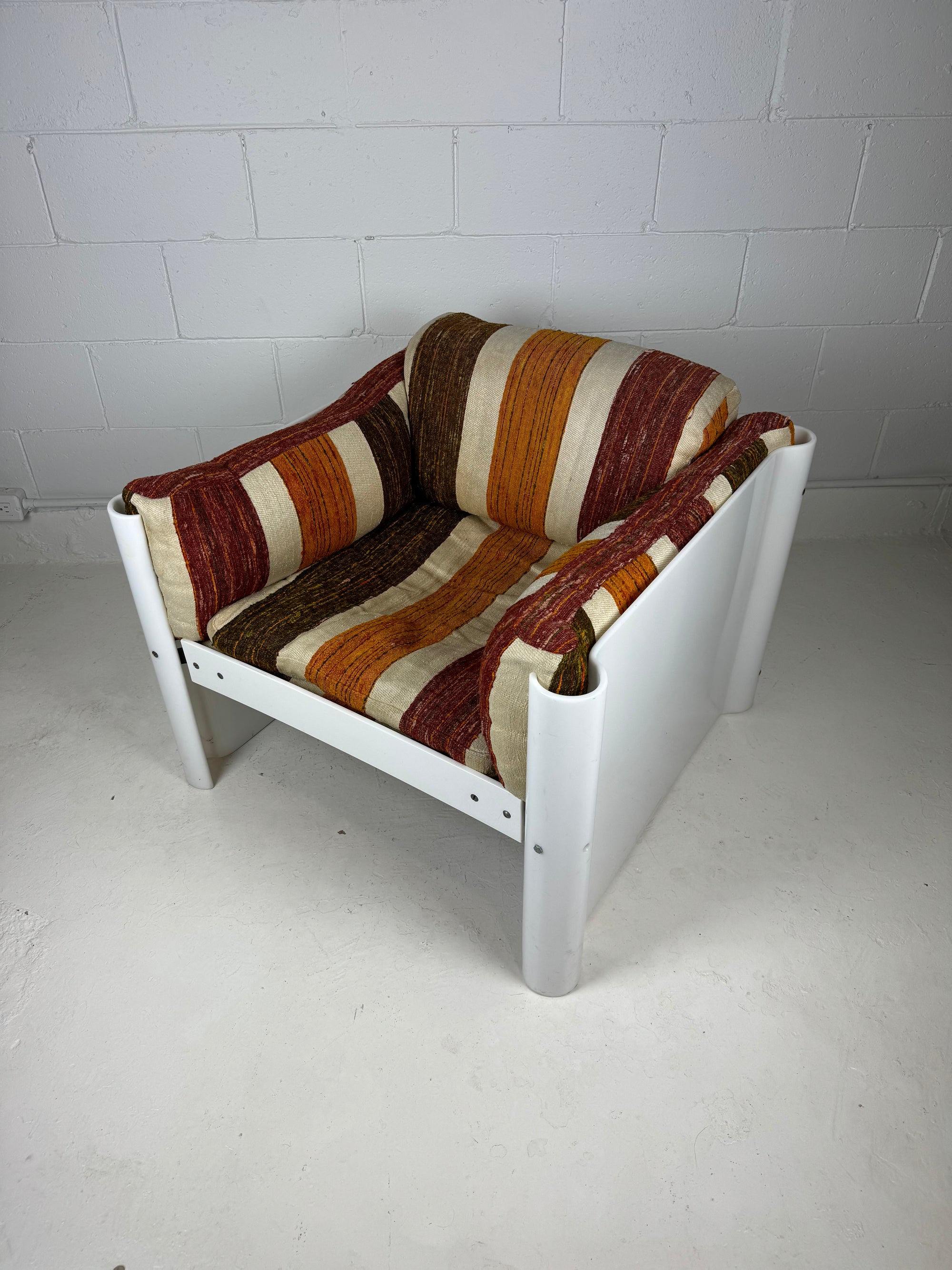 Mid Century Solid White Lucite Lounge Chair