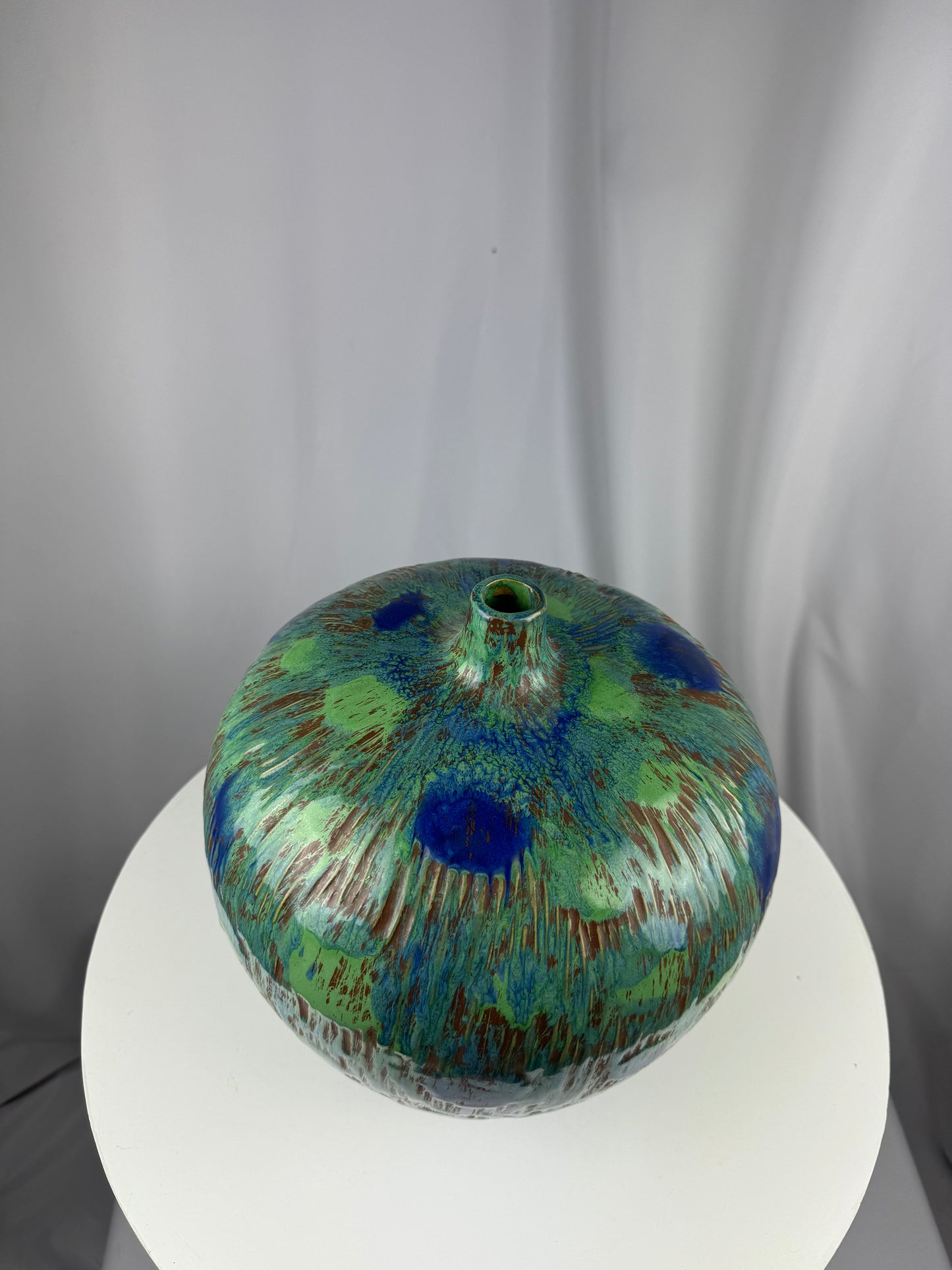 Large Abstract Blue & Green Studio Pottery Vase