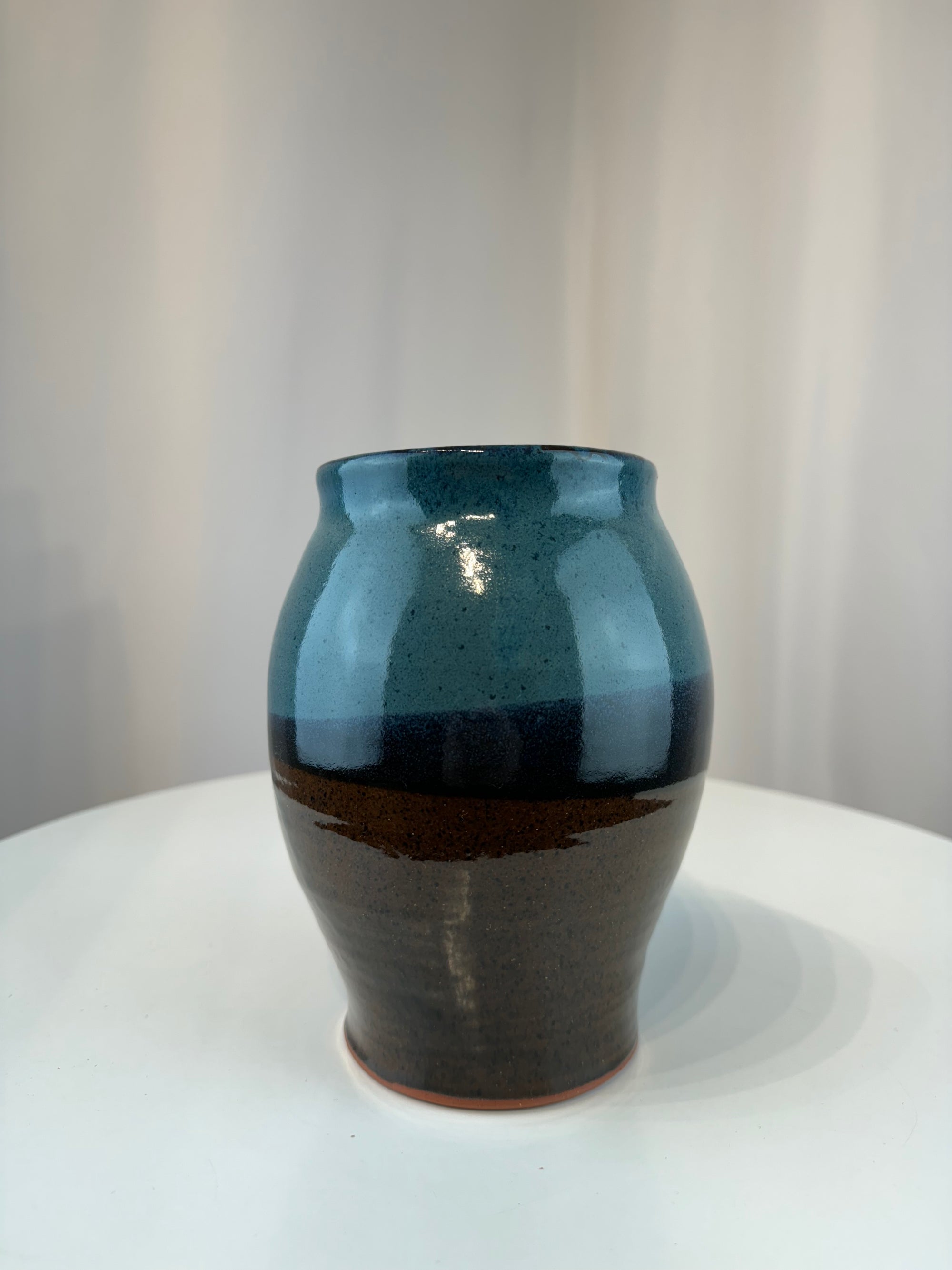 Studio Pottery Vase - Shades of Blue & Brown