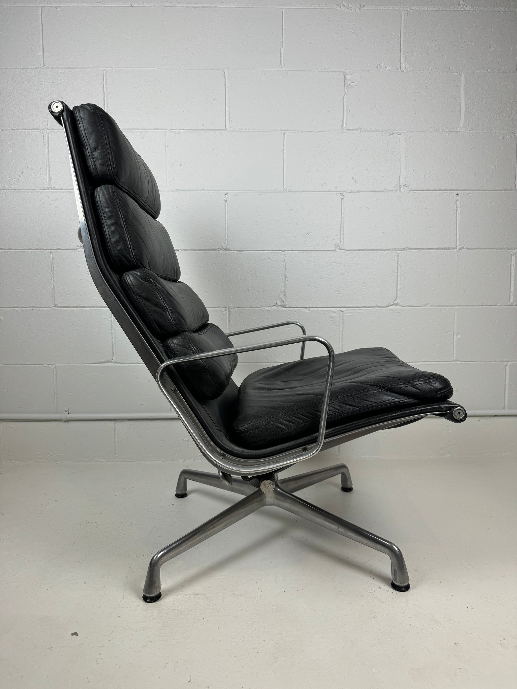 Eames High Back Leather Soft Pad Lounge Chairs