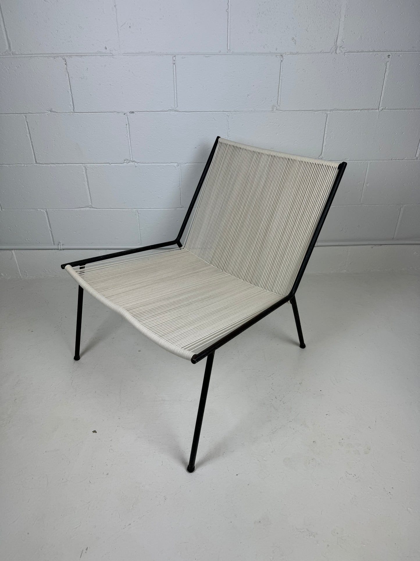 Vintage Wrought Iron and Cord Lounge Chair