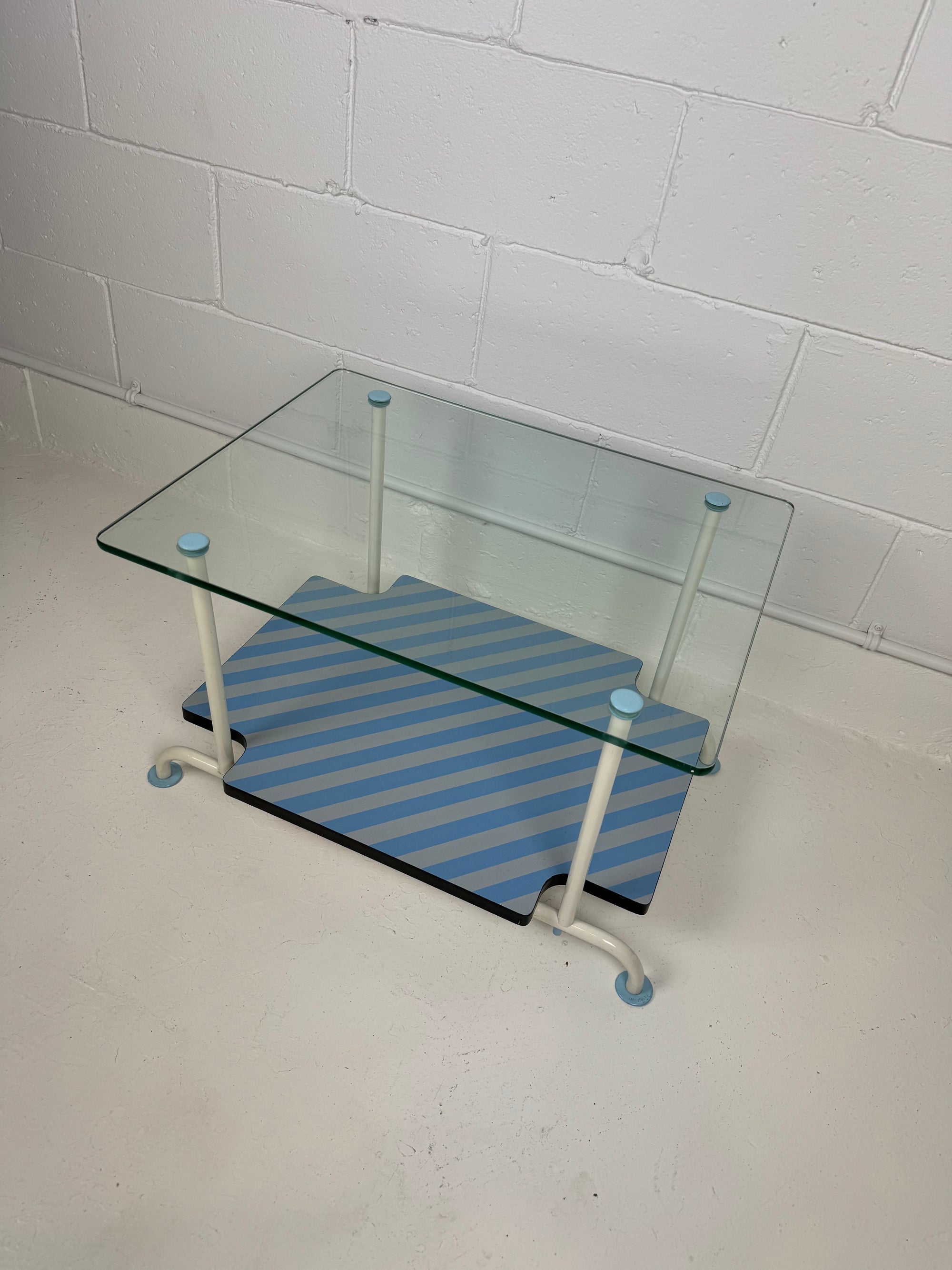 Post Modern Memphis Style Glass Side Table