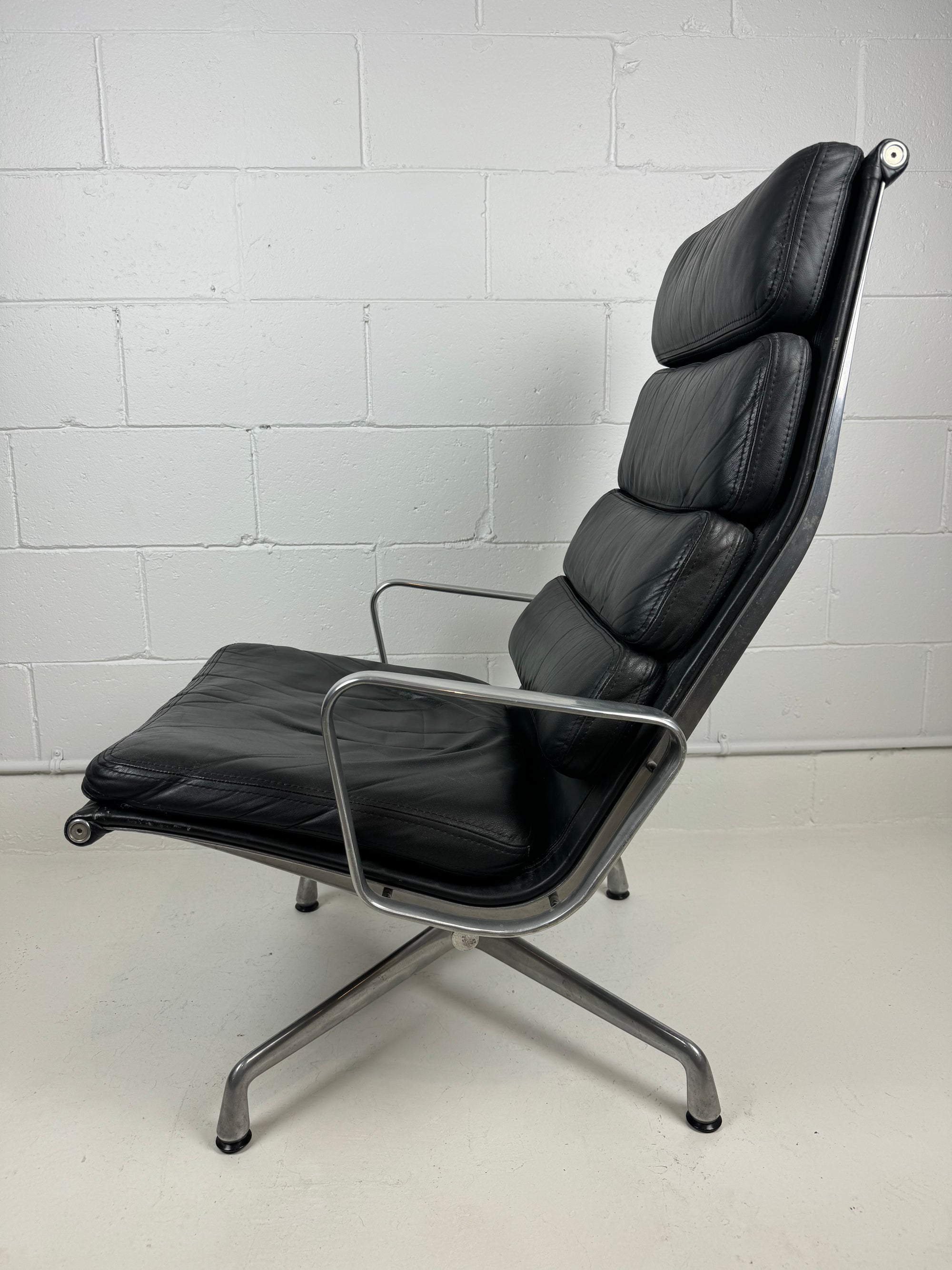 Eames High Back Leather Soft Pad Lounge Chairs