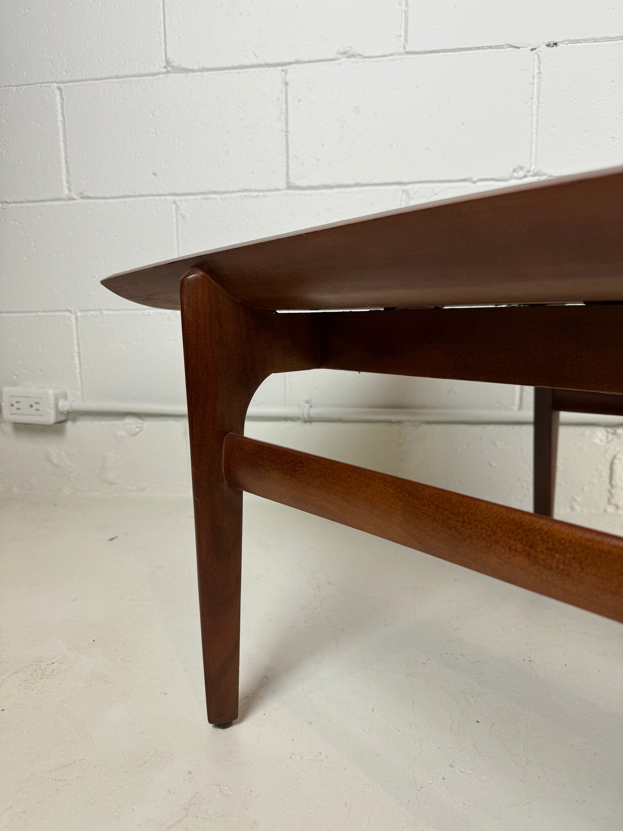 John Keal for Brown Saltman Walnut and Laminate Surfboard Coffee Table