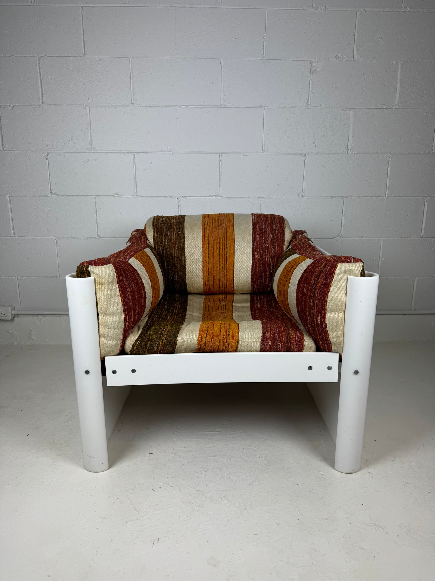 Mid Century Solid White Lucite Lounge Chair