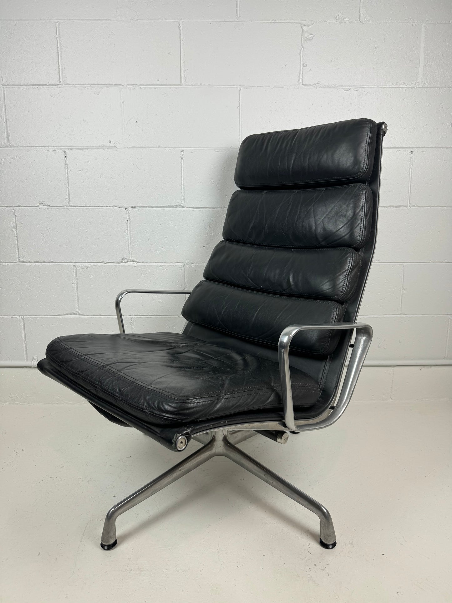 Eames High Back Leather Soft Pad Lounge Chairs