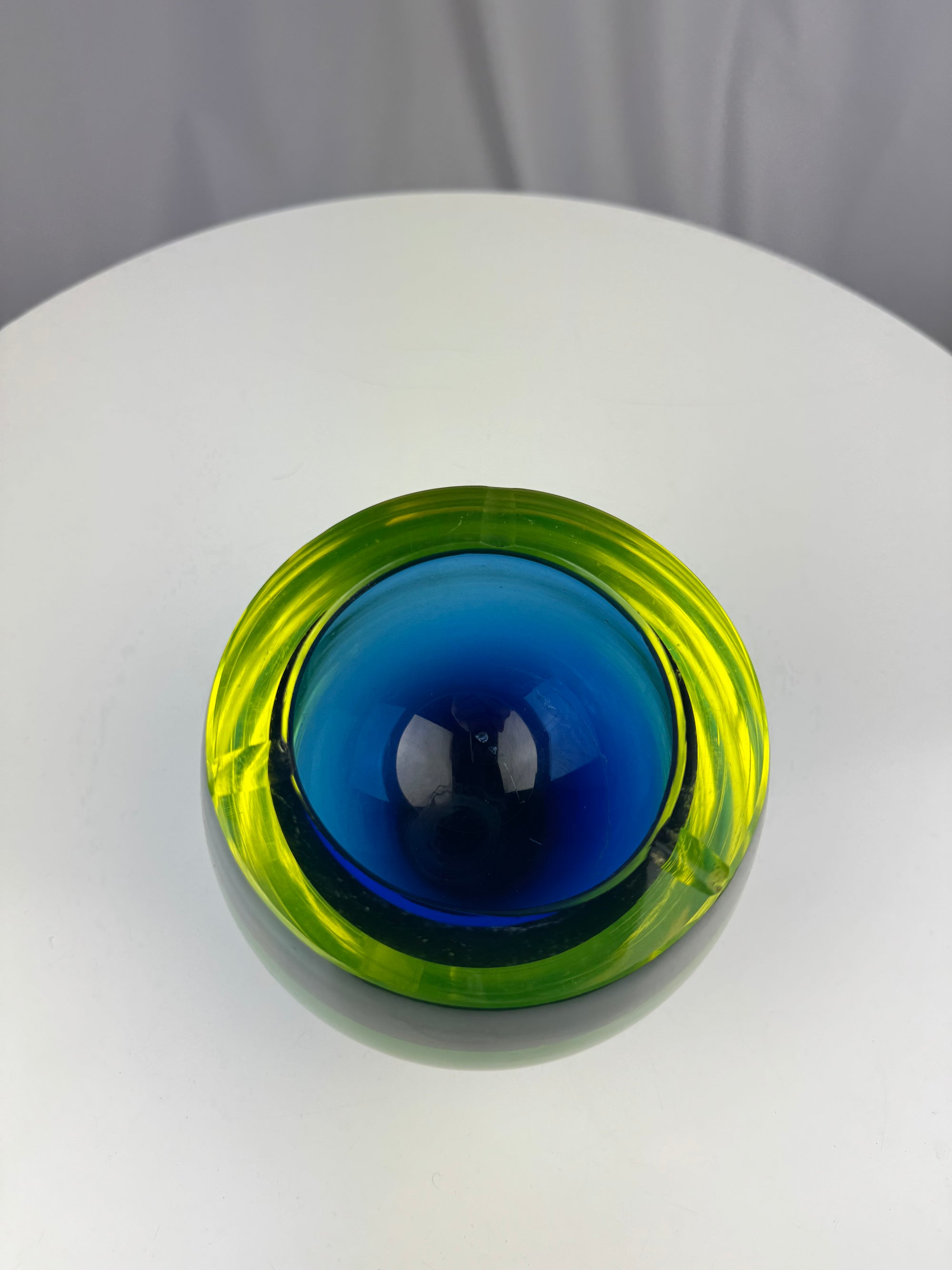 Neon Green & Blue Thick Glass Ash Tray