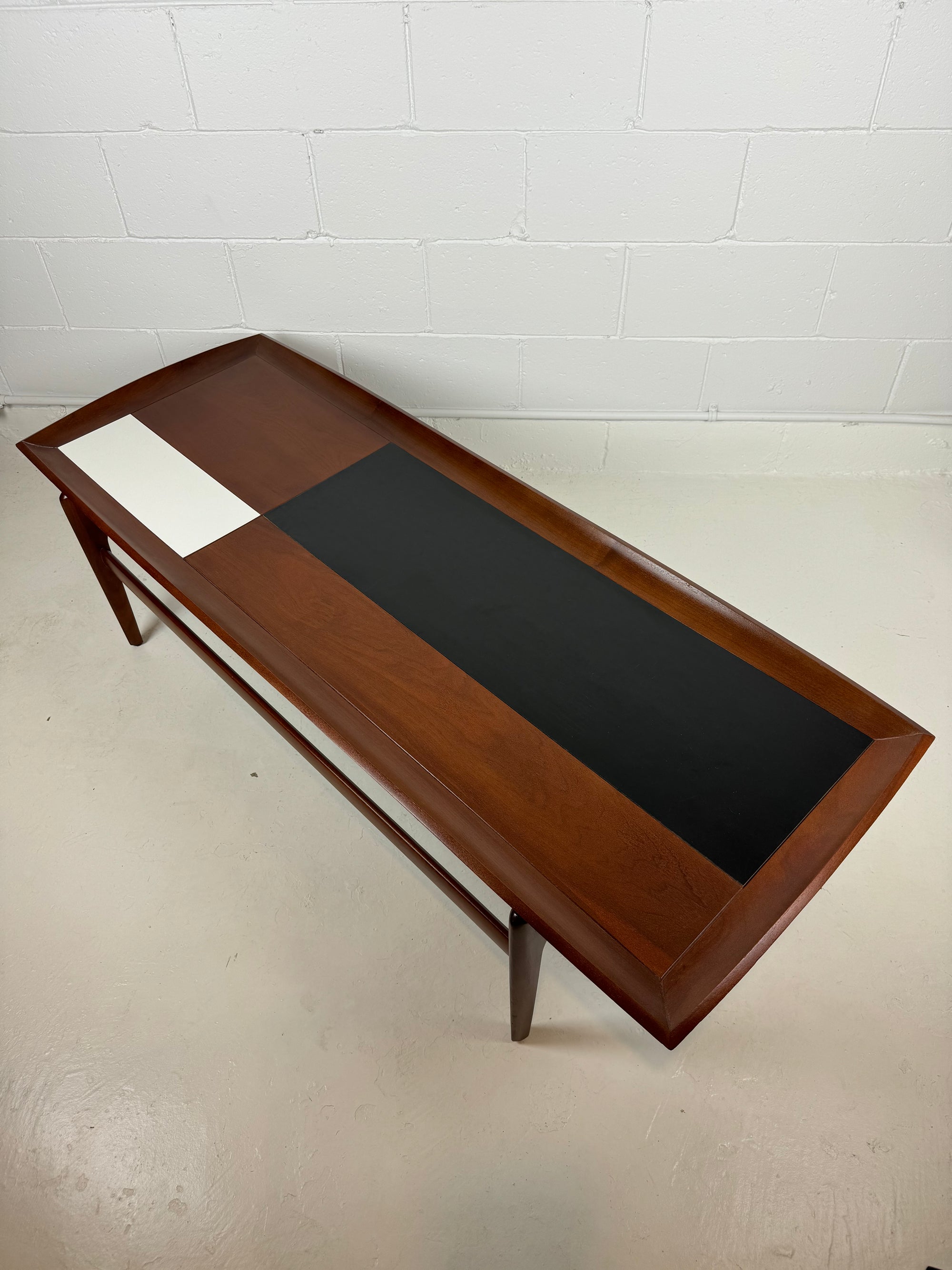 John Keal for Brown Saltman Walnut and Laminate Surfboard Coffee Table