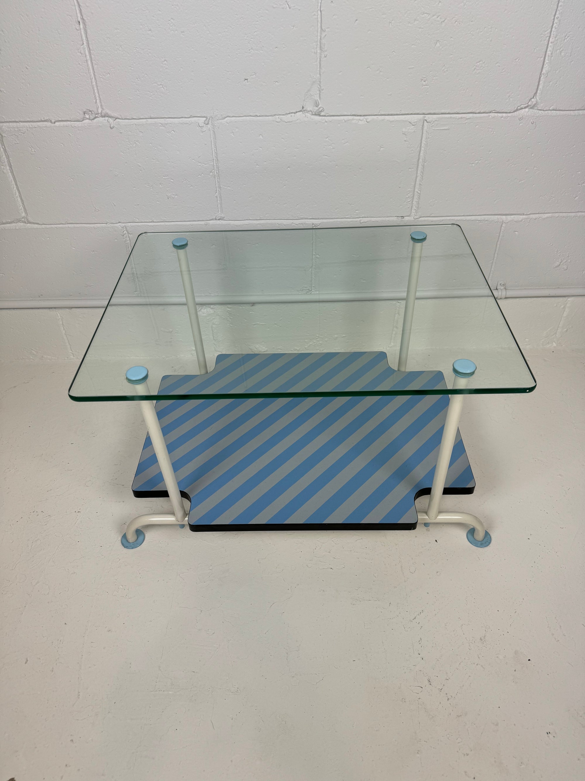 Post Modern Memphis Style Glass Side Table