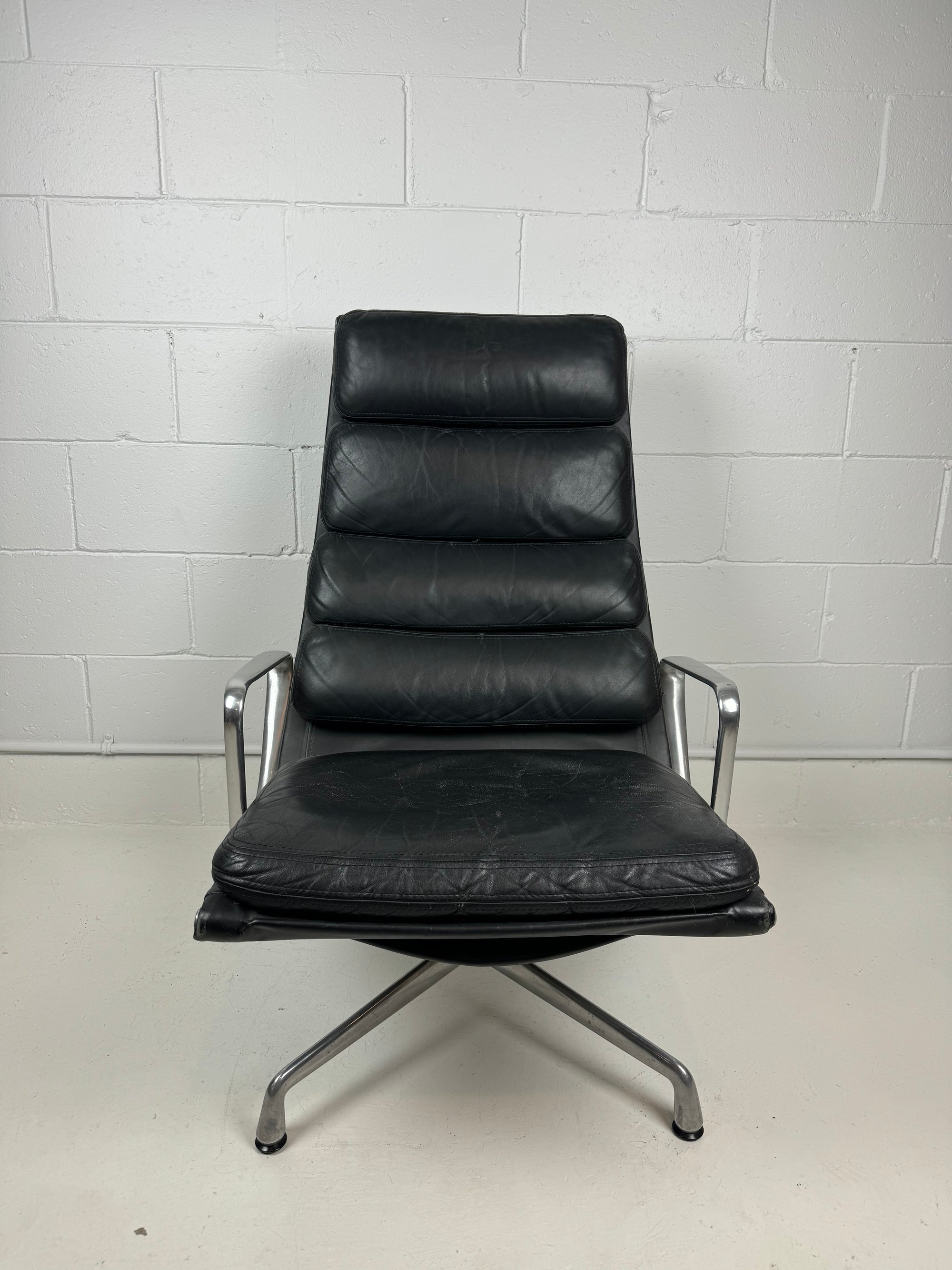 Eames High Back Leather Soft Pad Lounge Chairs