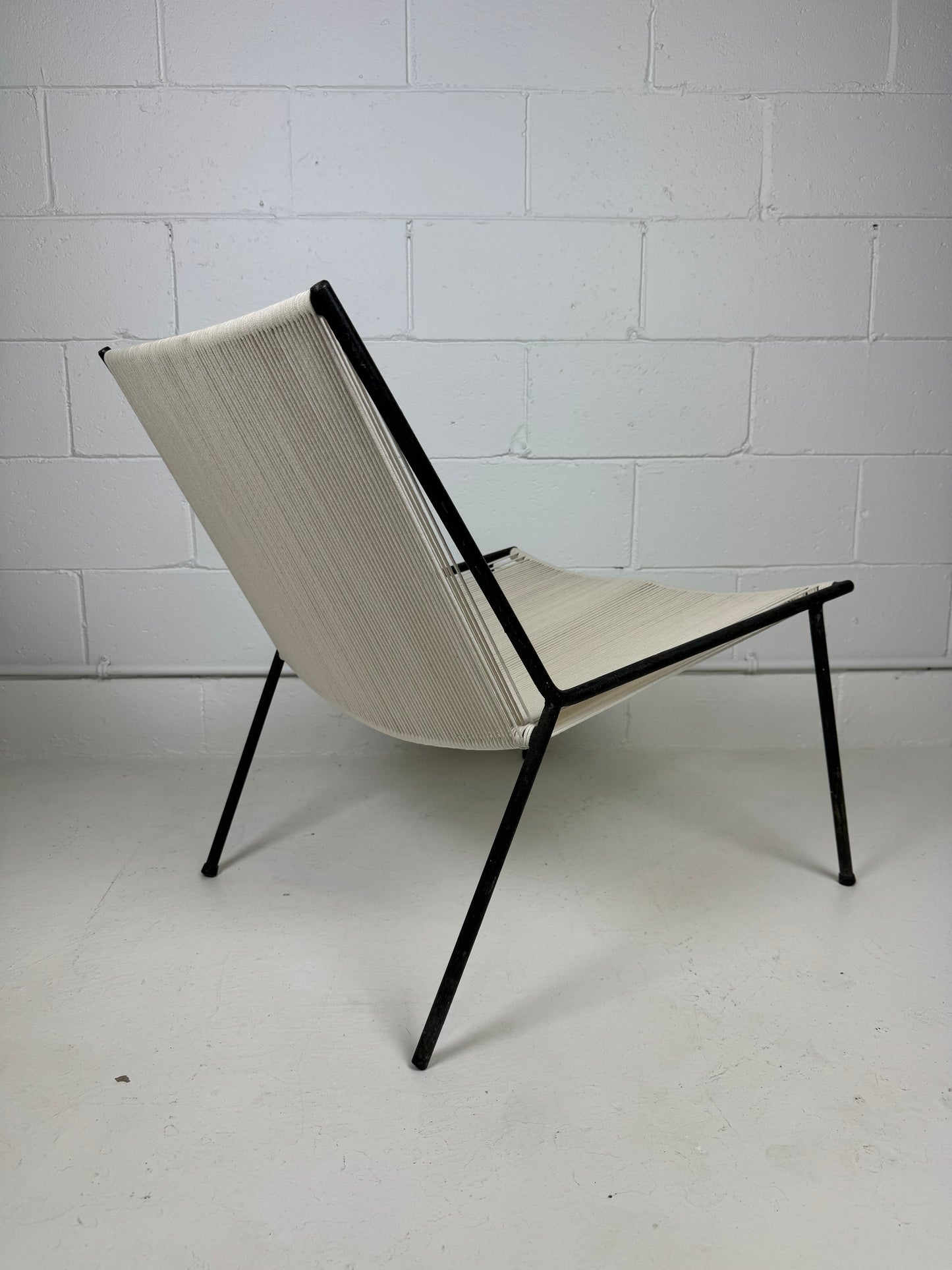 Vintage Wrought Iron and Cord Lounge Chair