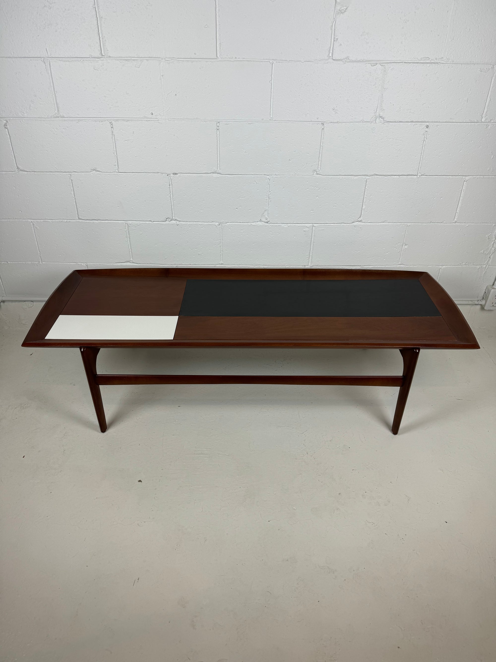 John Keal for Brown Saltman Walnut and Laminate Surfboard Coffee Table