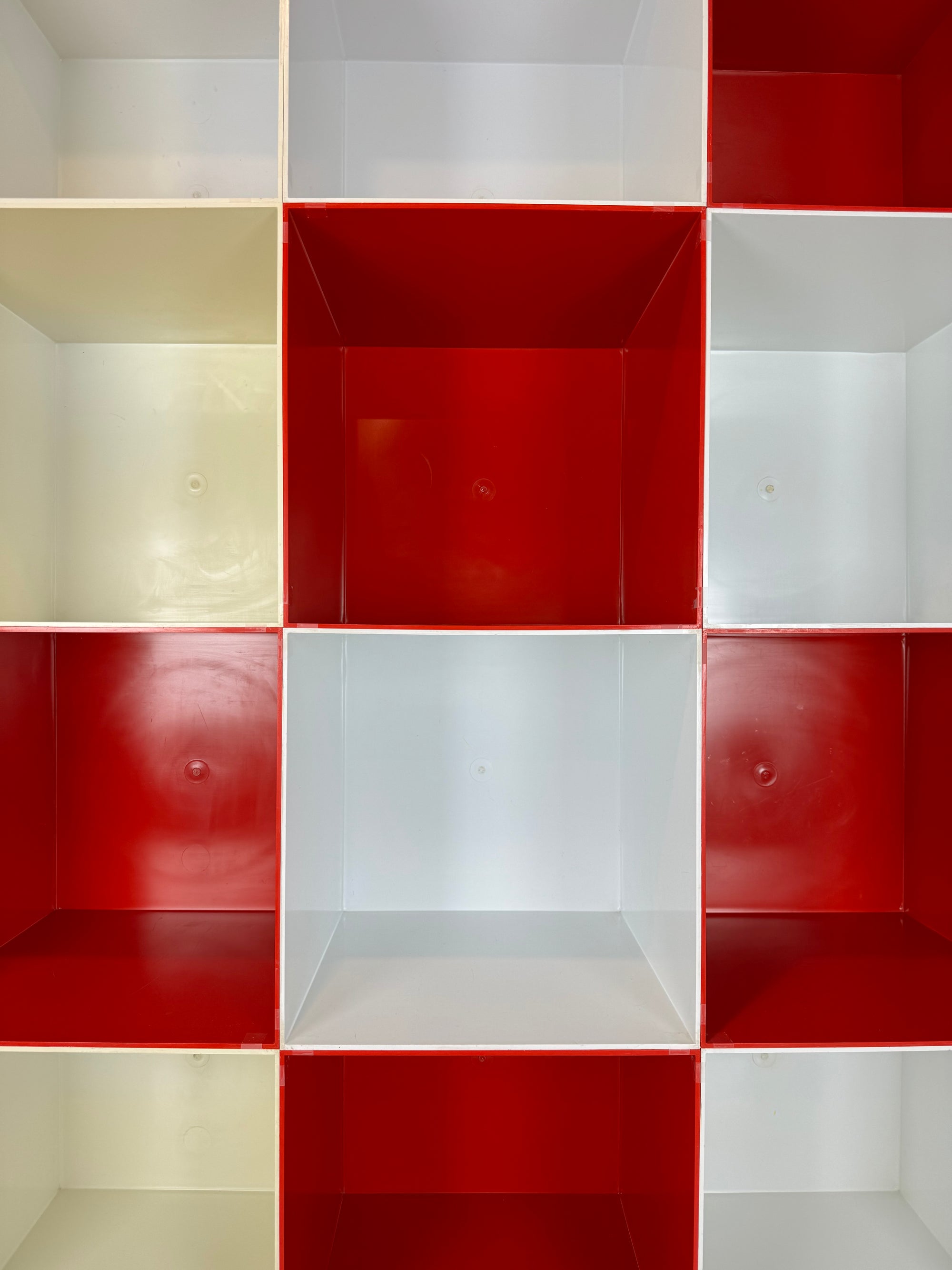 Vintage Red & White Molded Plastic Cube Shelving