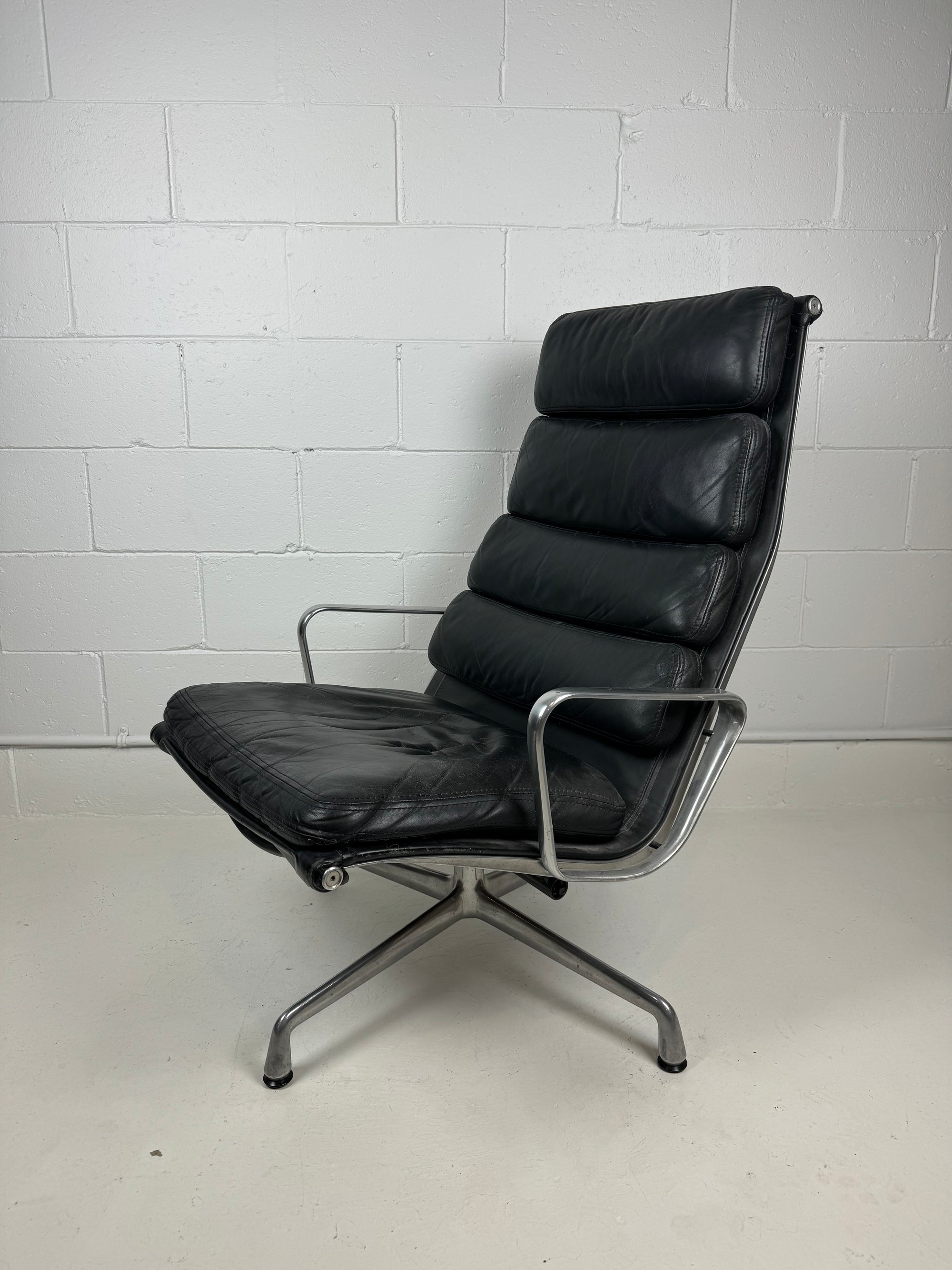 Eames High Back Leather Soft Pad Lounge Chairs