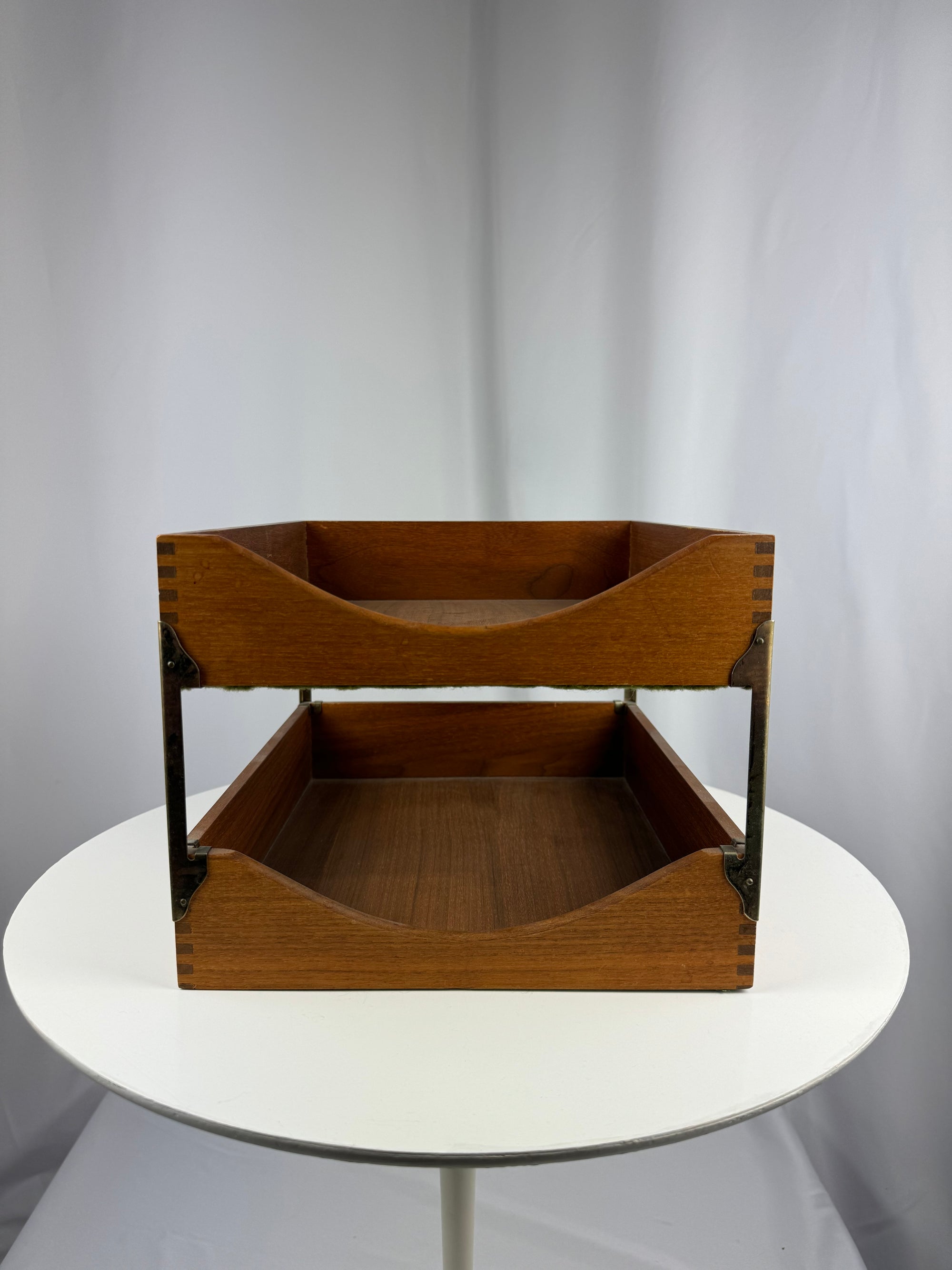 Vintage Walnut Two Tier Letter Tray