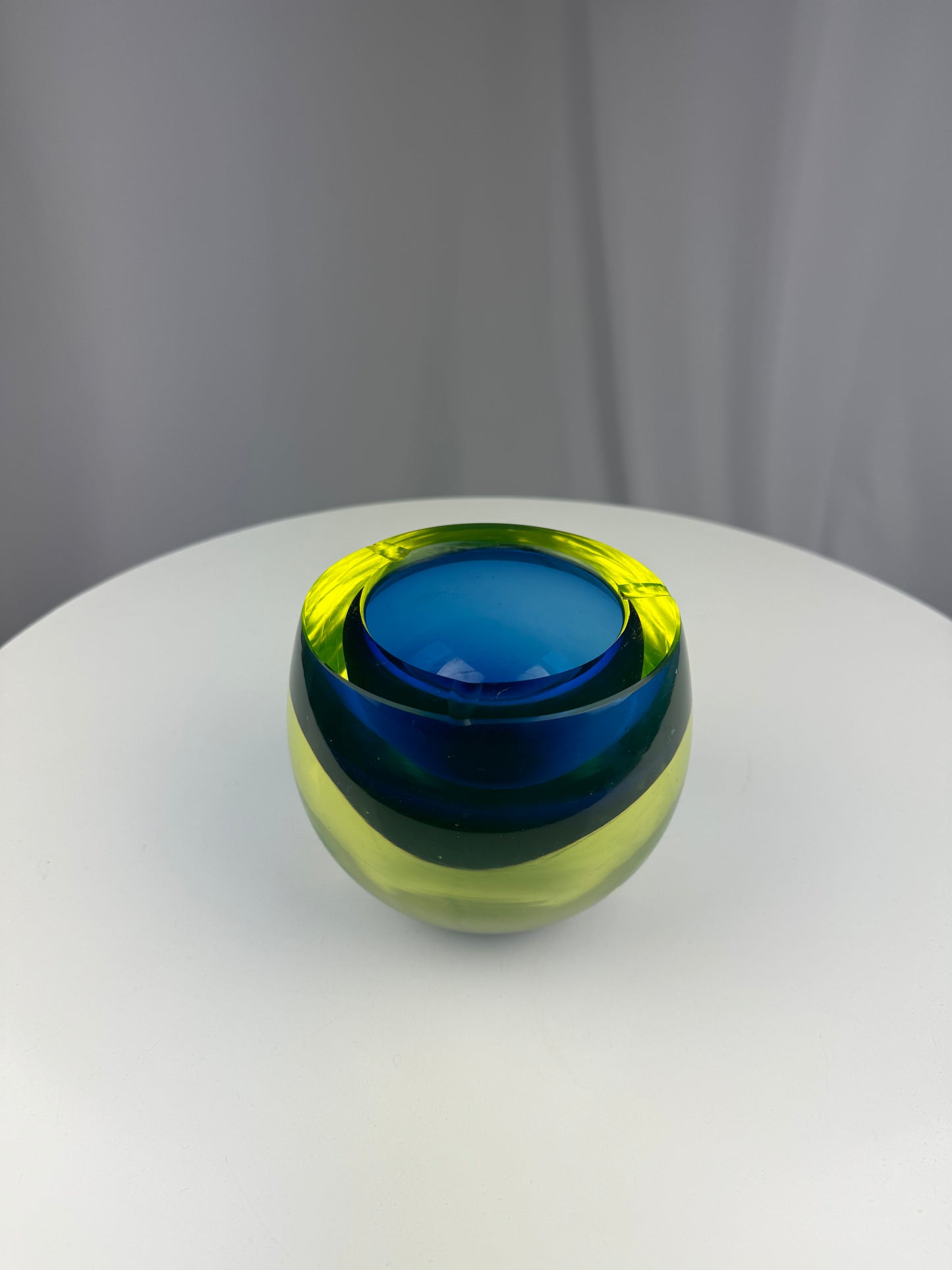 Neon Green & Blue Thick Glass Ash Tray