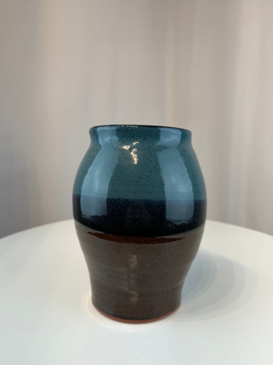 Studio Pottery Vase - Shades of Blue & Brown