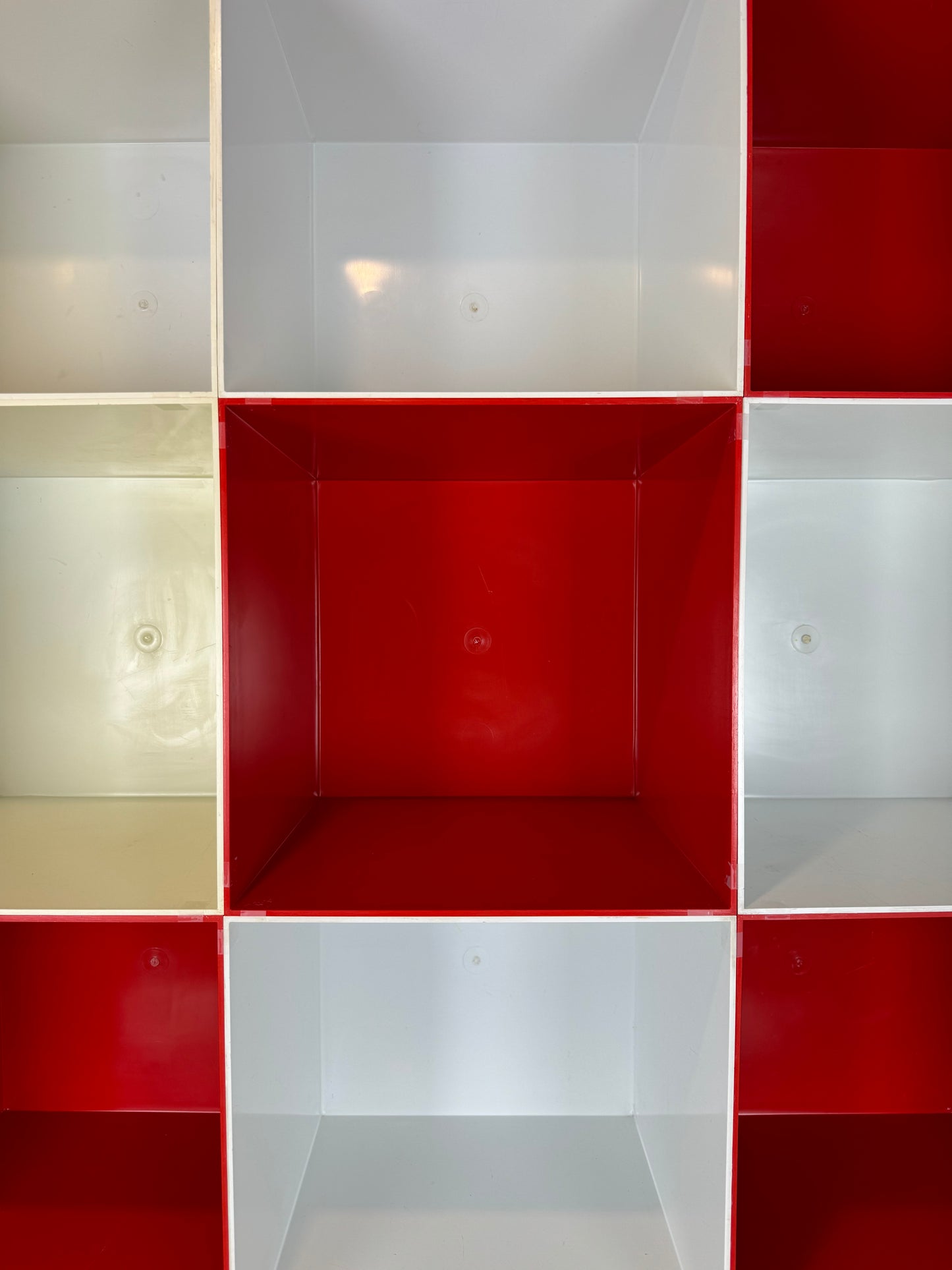 Vintage Red & White Molded Plastic Cube Shelving
