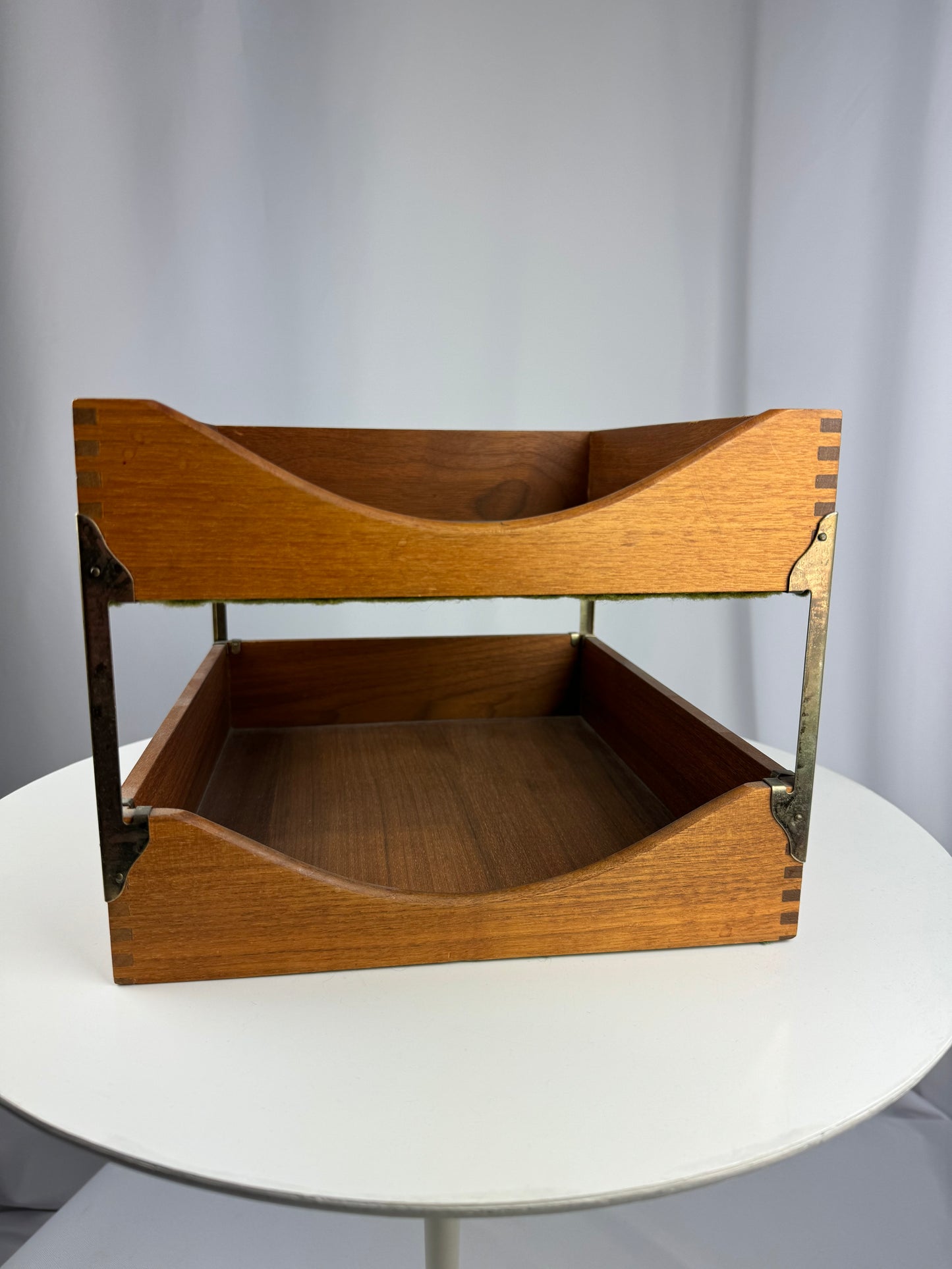 Vintage Walnut Two Tier Letter Tray