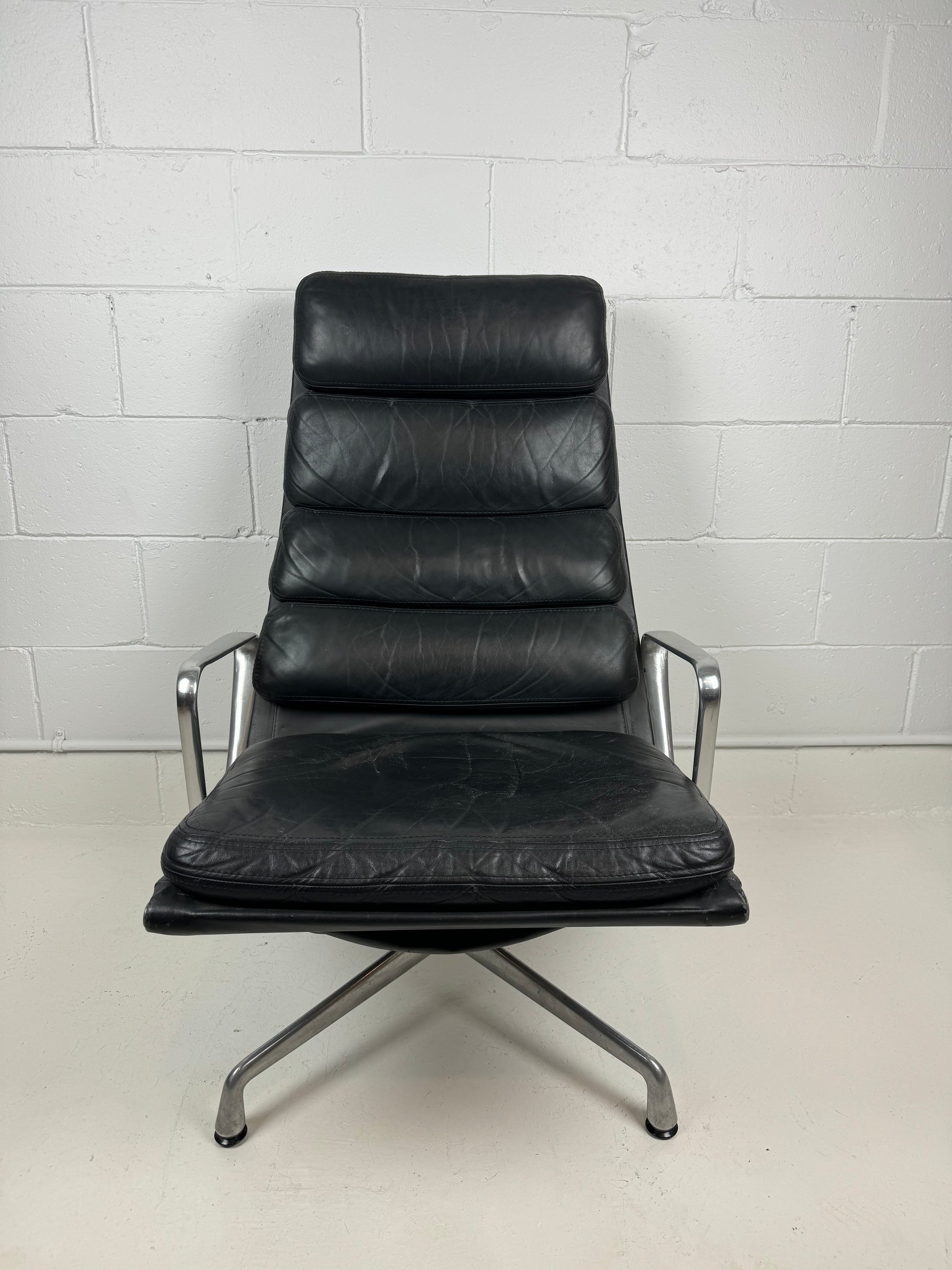 Eames High Back Leather Soft Pad Lounge Chairs