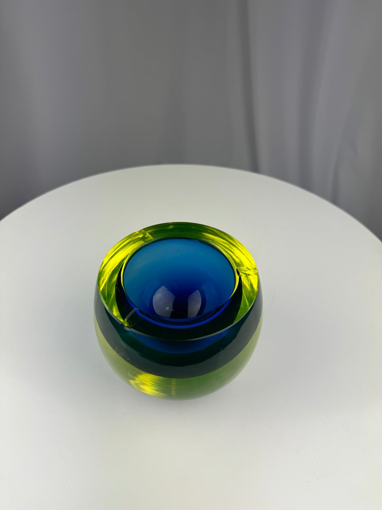 Neon Green & Blue Thick Glass Ash Tray
