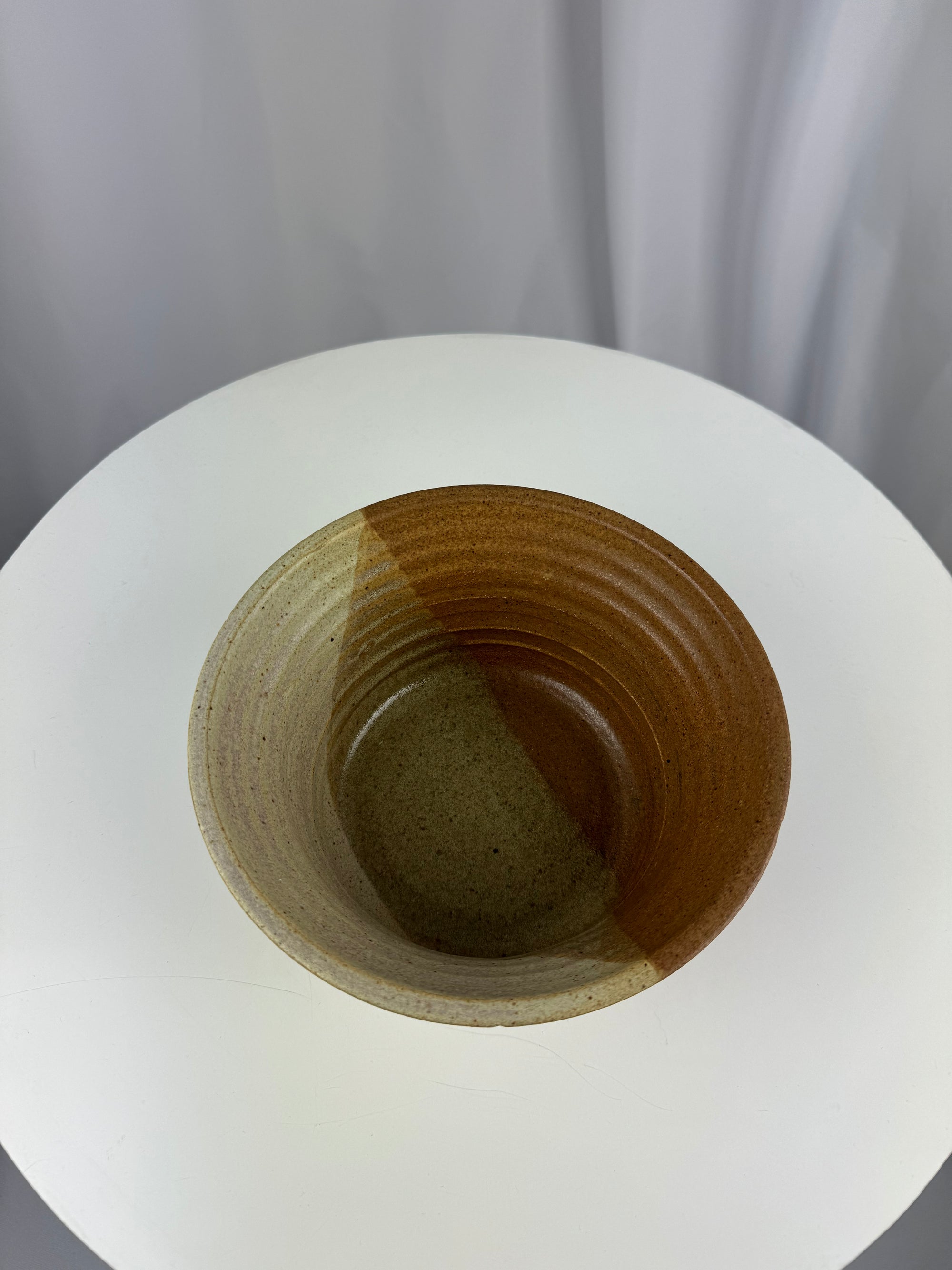 Studio Pottery Colour Block Bowl - Brown / Grey