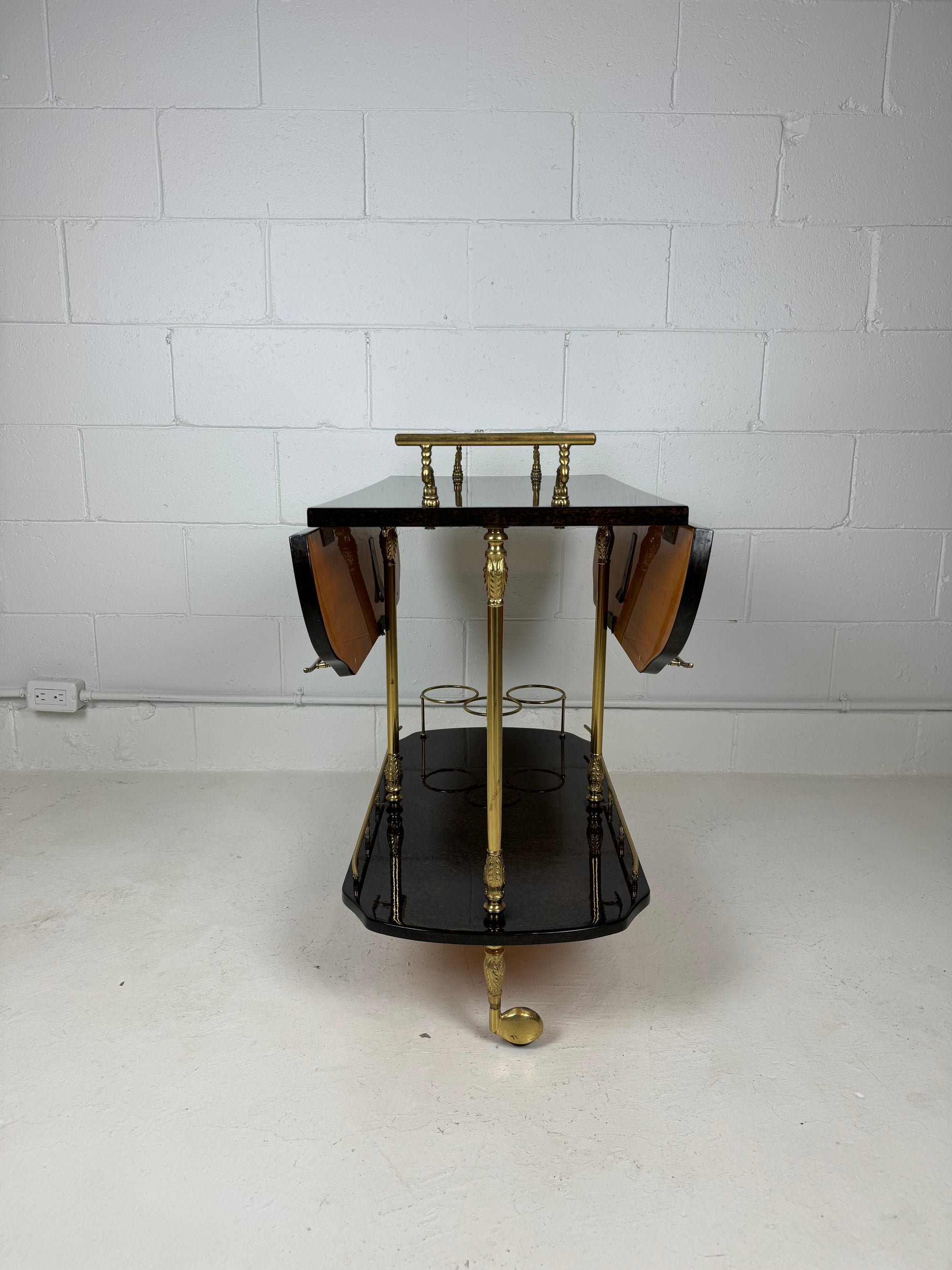 Aldo Tura Lacquered Goatskin Bar Cart 1950's Italy