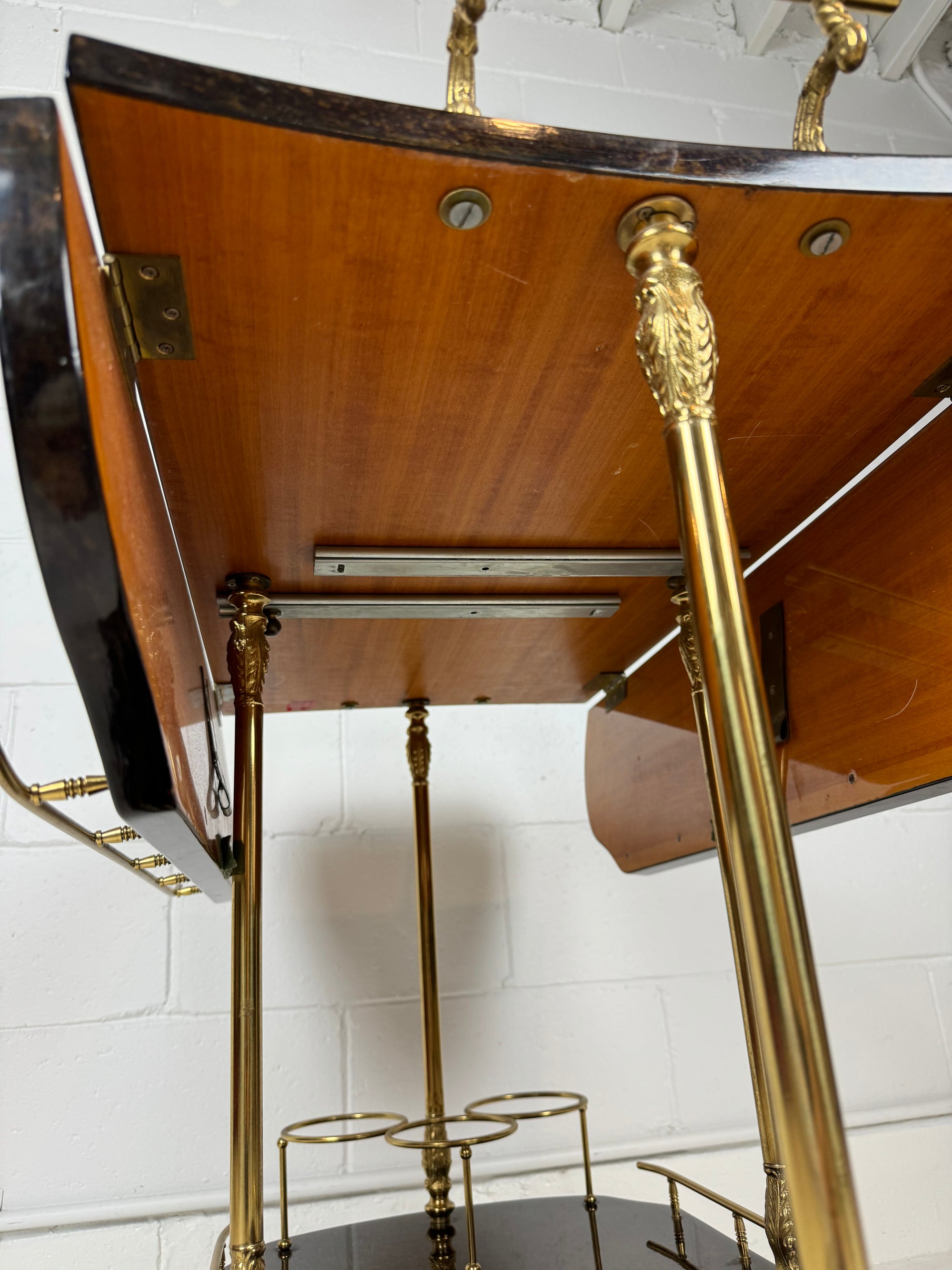 Aldo Tura Lacquered Goatskin Bar Cart 1950's Italy