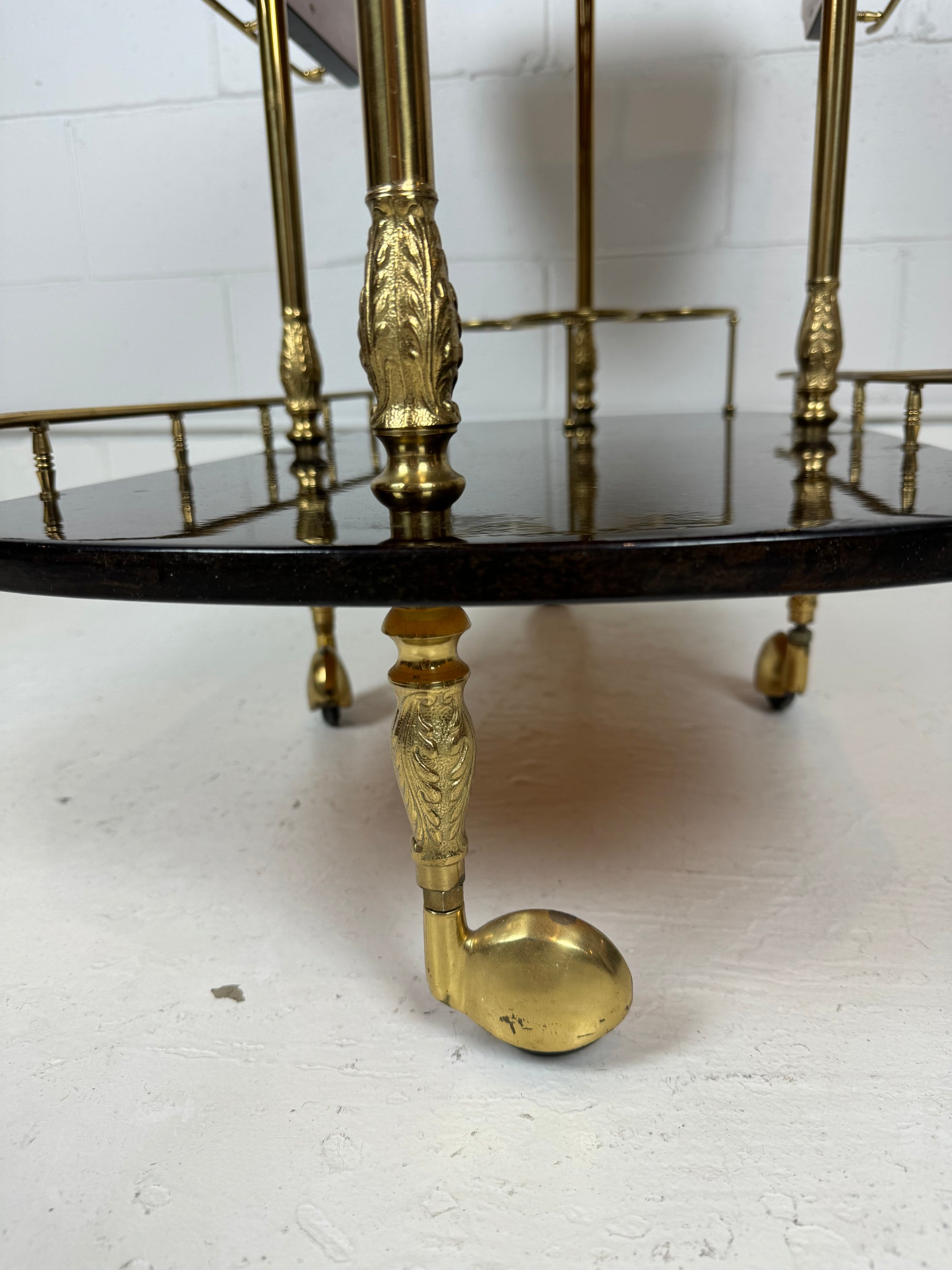 Aldo Tura Lacquered Goatskin Bar Cart 1950's Italy