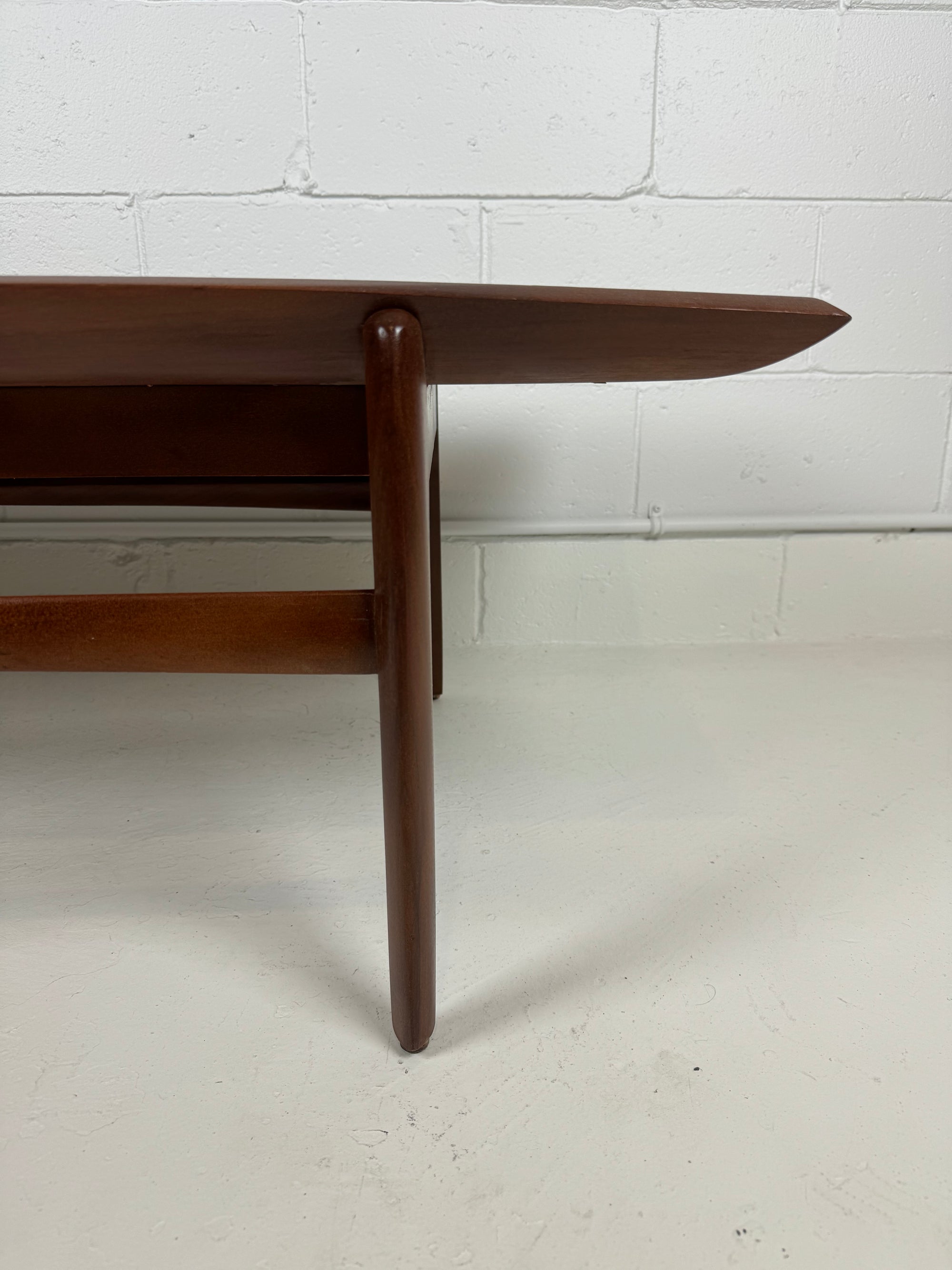 John Keal for Brown Saltman Walnut and Laminate Surfboard Coffee Table