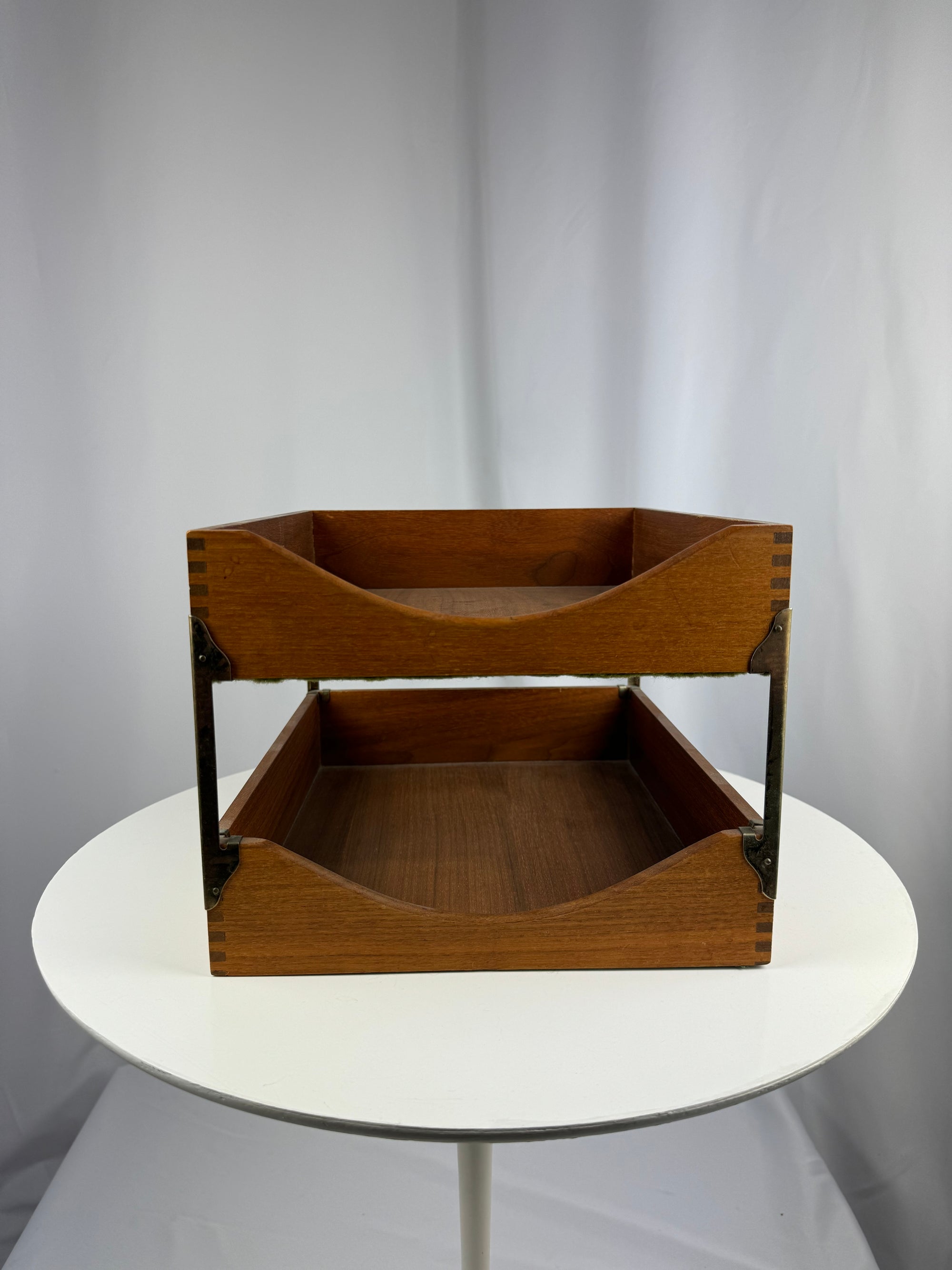 Vintage Walnut Two Tier Letter Tray