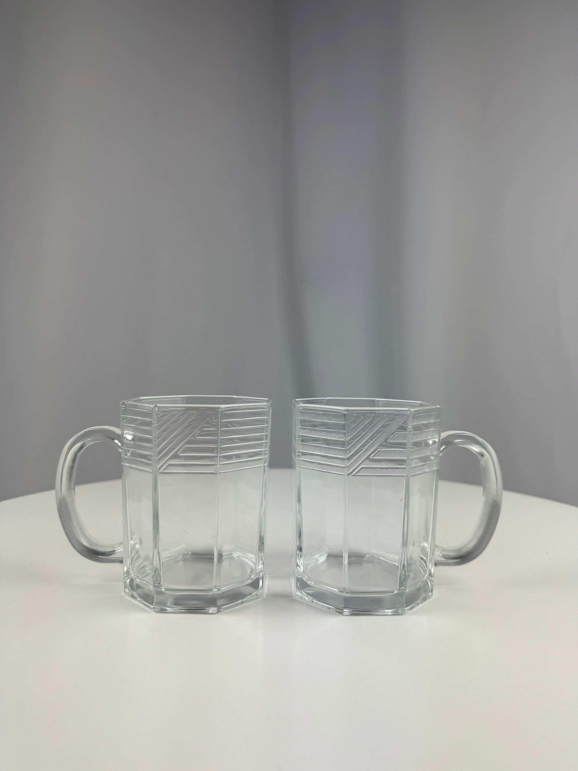 1980's Glcoloc France Glass Patterned Mugs