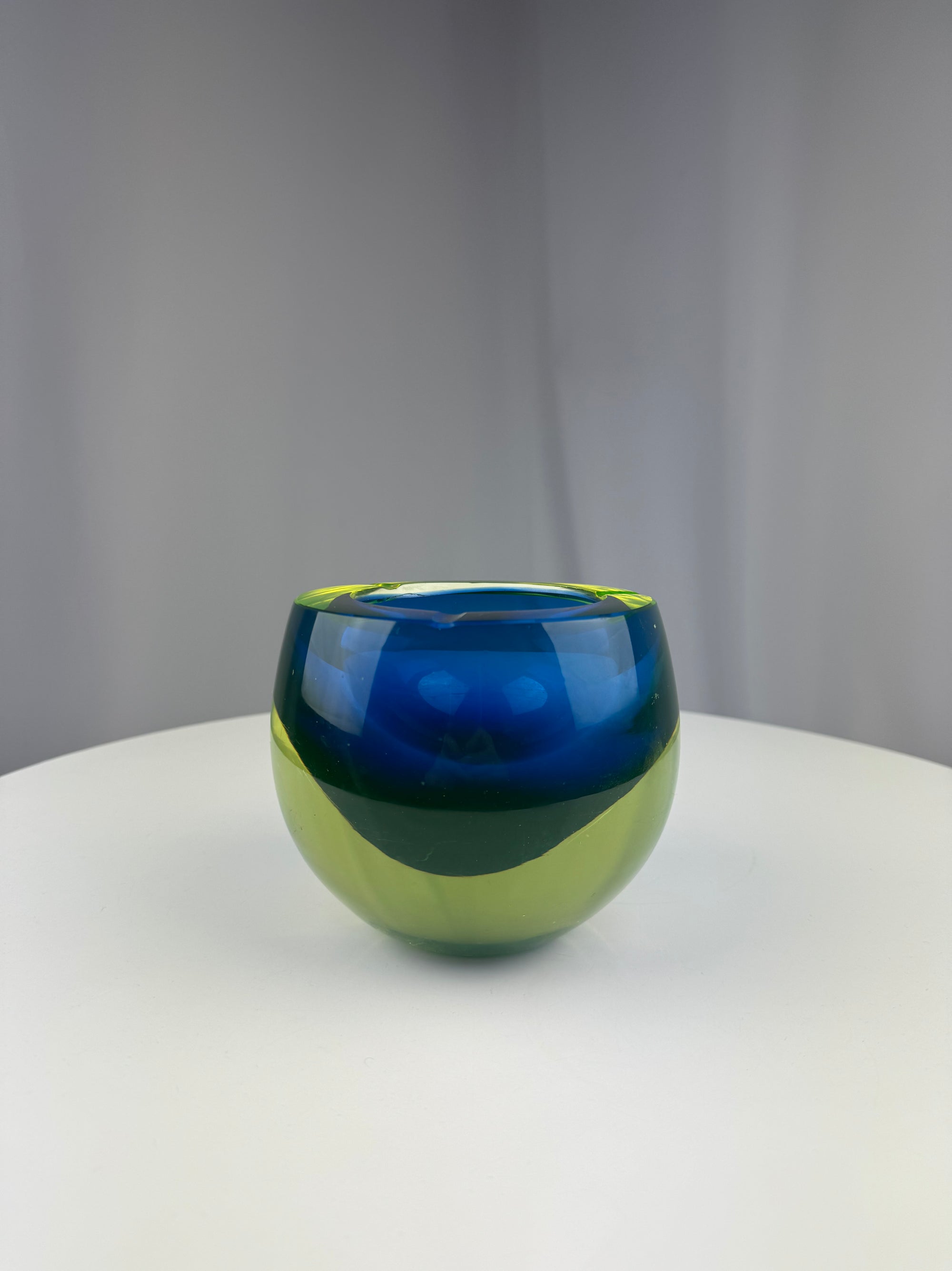 Neon Green & Blue Thick Glass Ash Tray