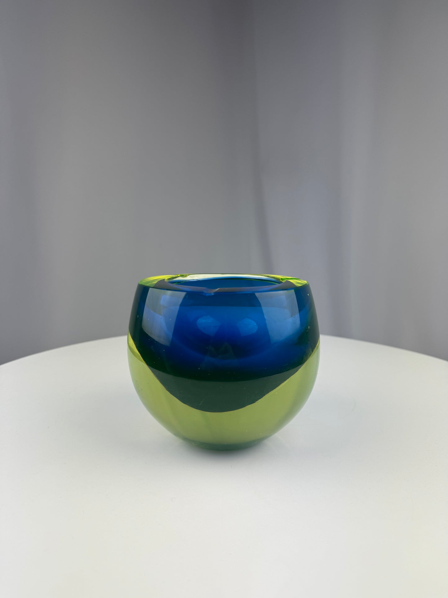 Neon Green & Blue Thick Glass Ash Tray