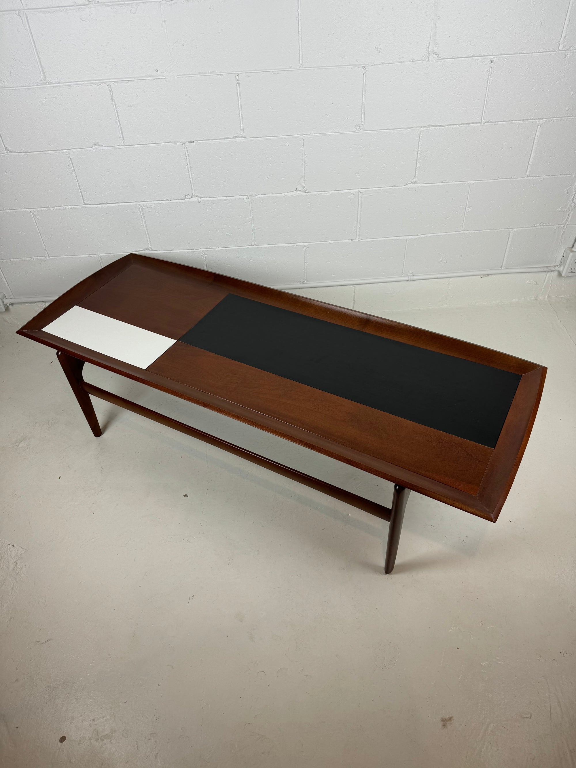 John Keal for Brown Saltman Walnut and Laminate Surfboard Coffee Table