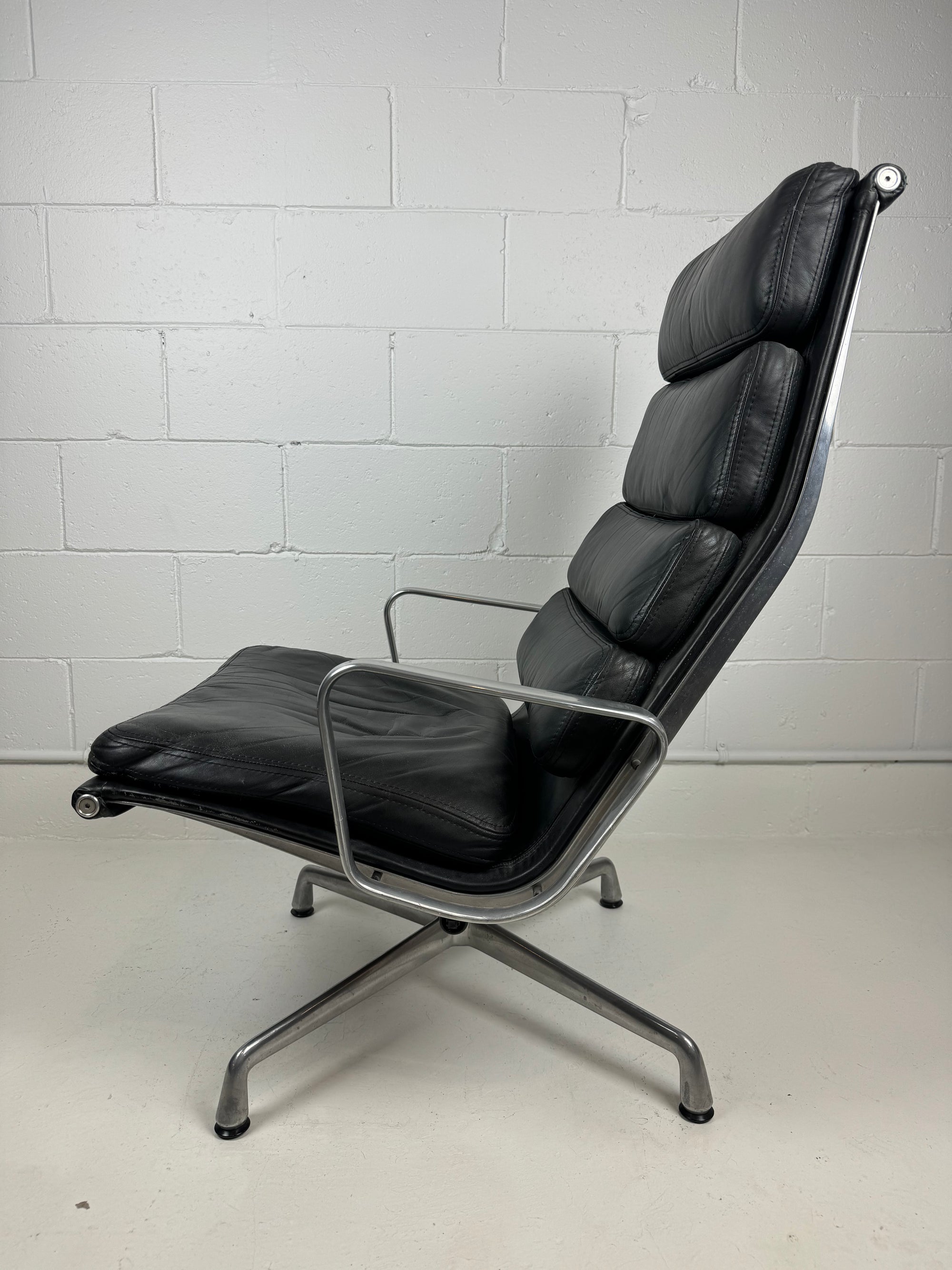 Eames High Back Leather Soft Pad Lounge Chairs