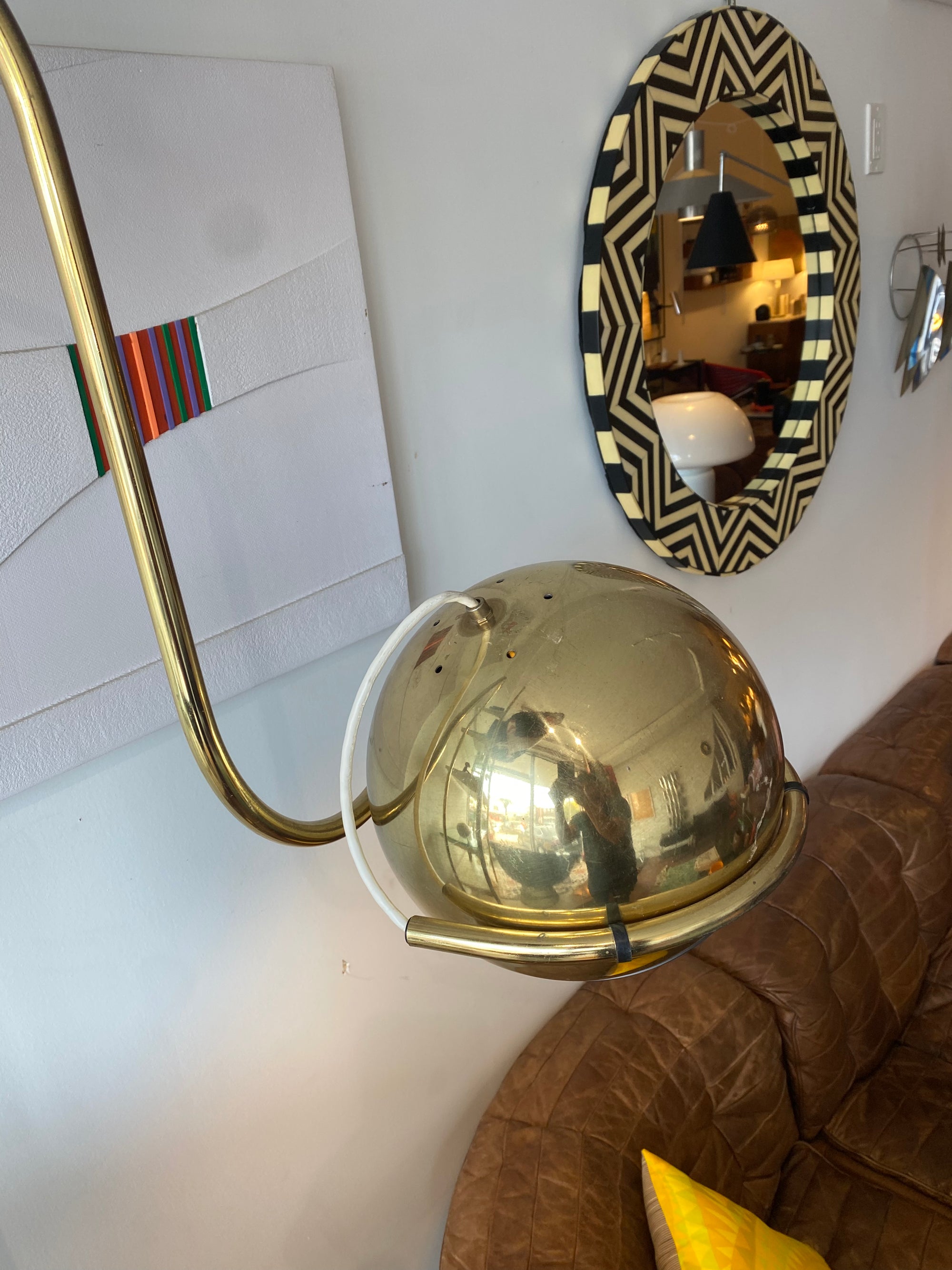 Vintage Large Gold Looping Floor Lamp