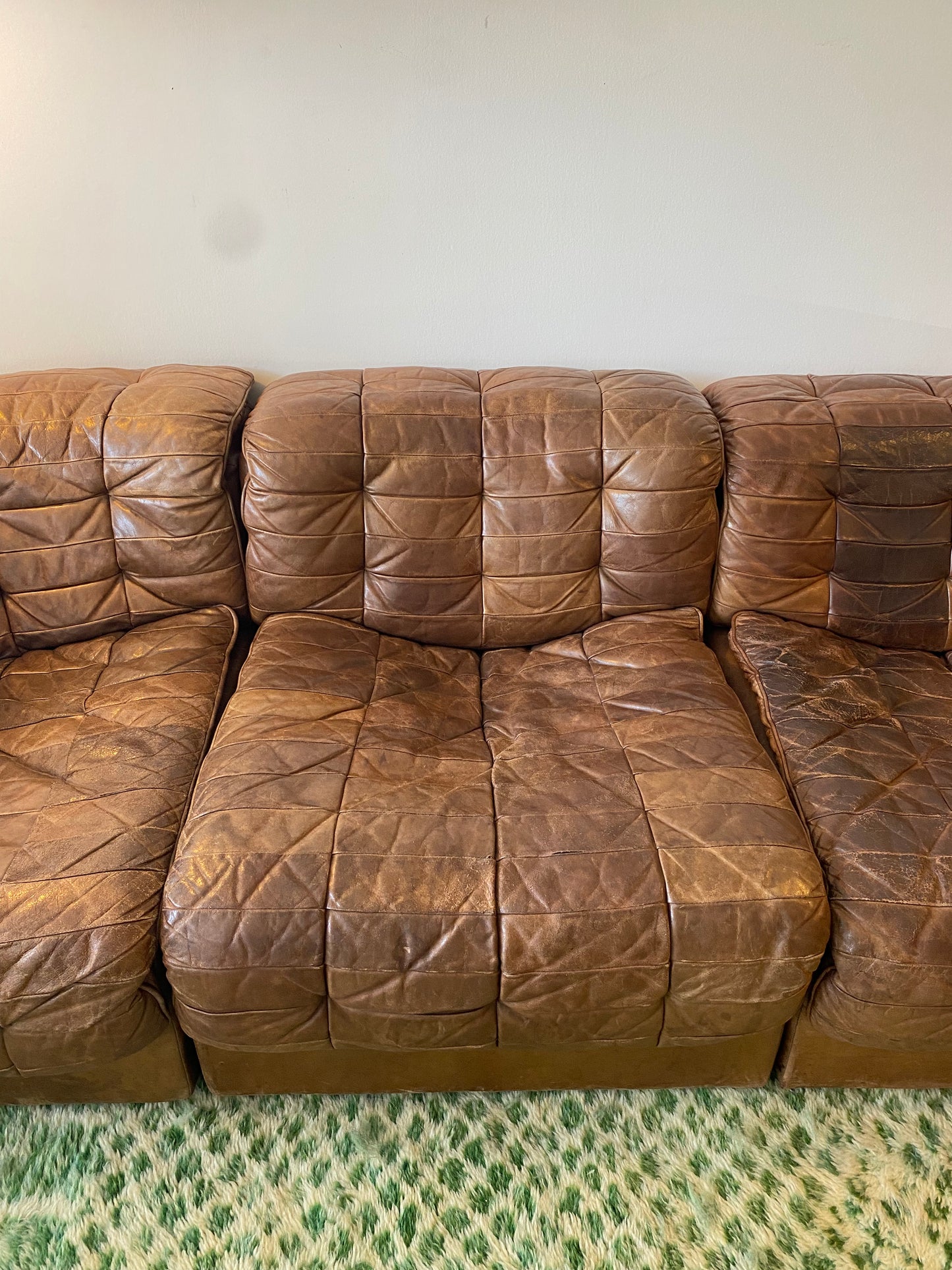 De Sede DS-11 Patchwork Leather Modular Sofa 6 Pieces Vintage