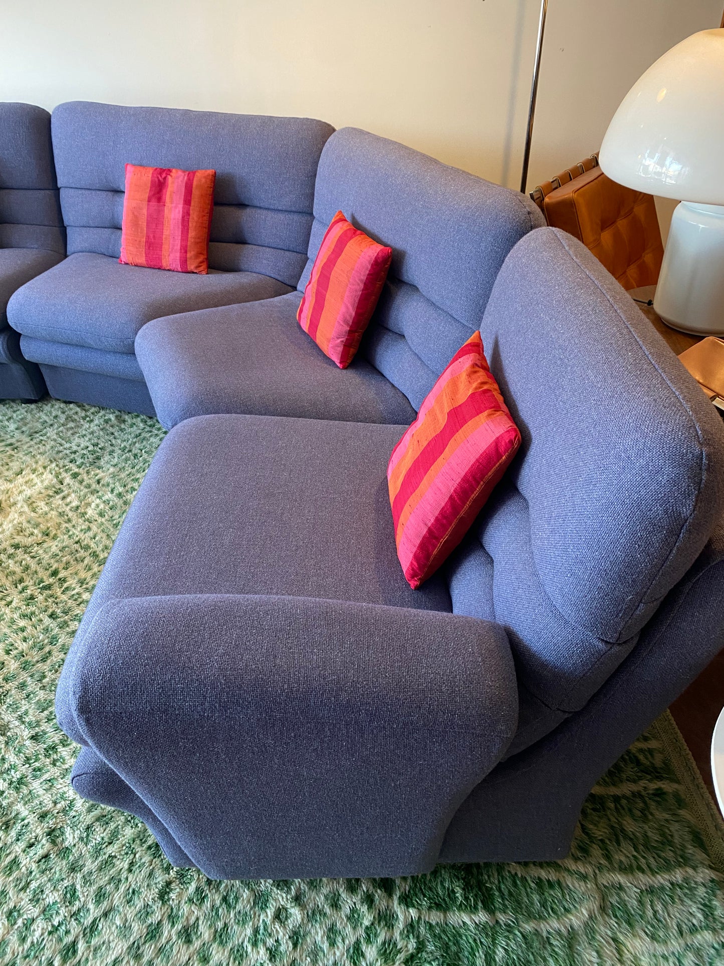 Vintage Lilac Wool Sectional Sofa 5 Pieces