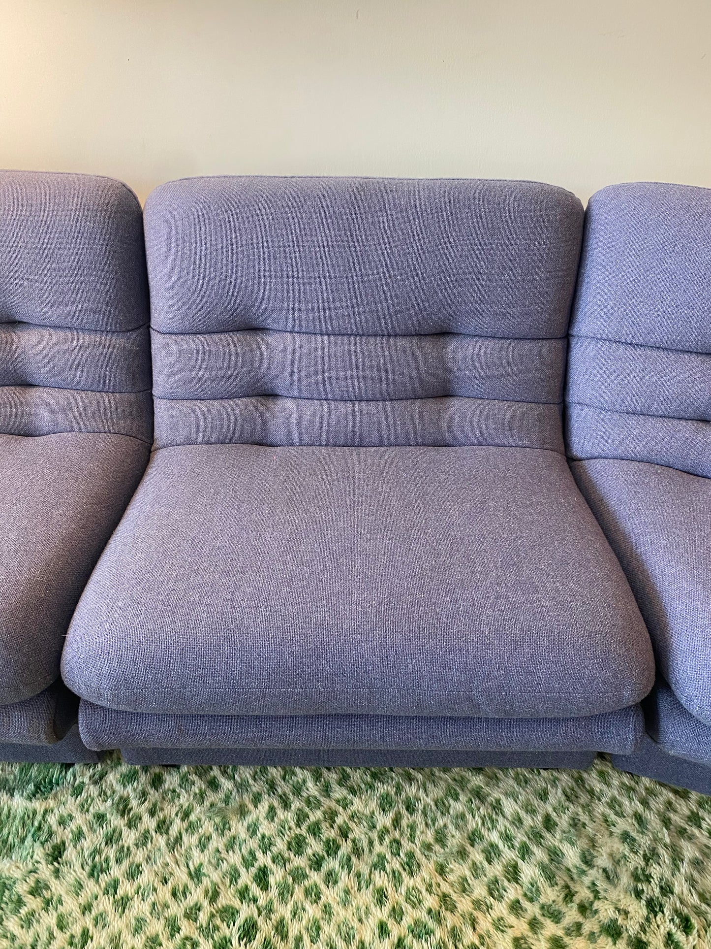 Vintage Lilac Wool Sectional Sofa 5 Pieces