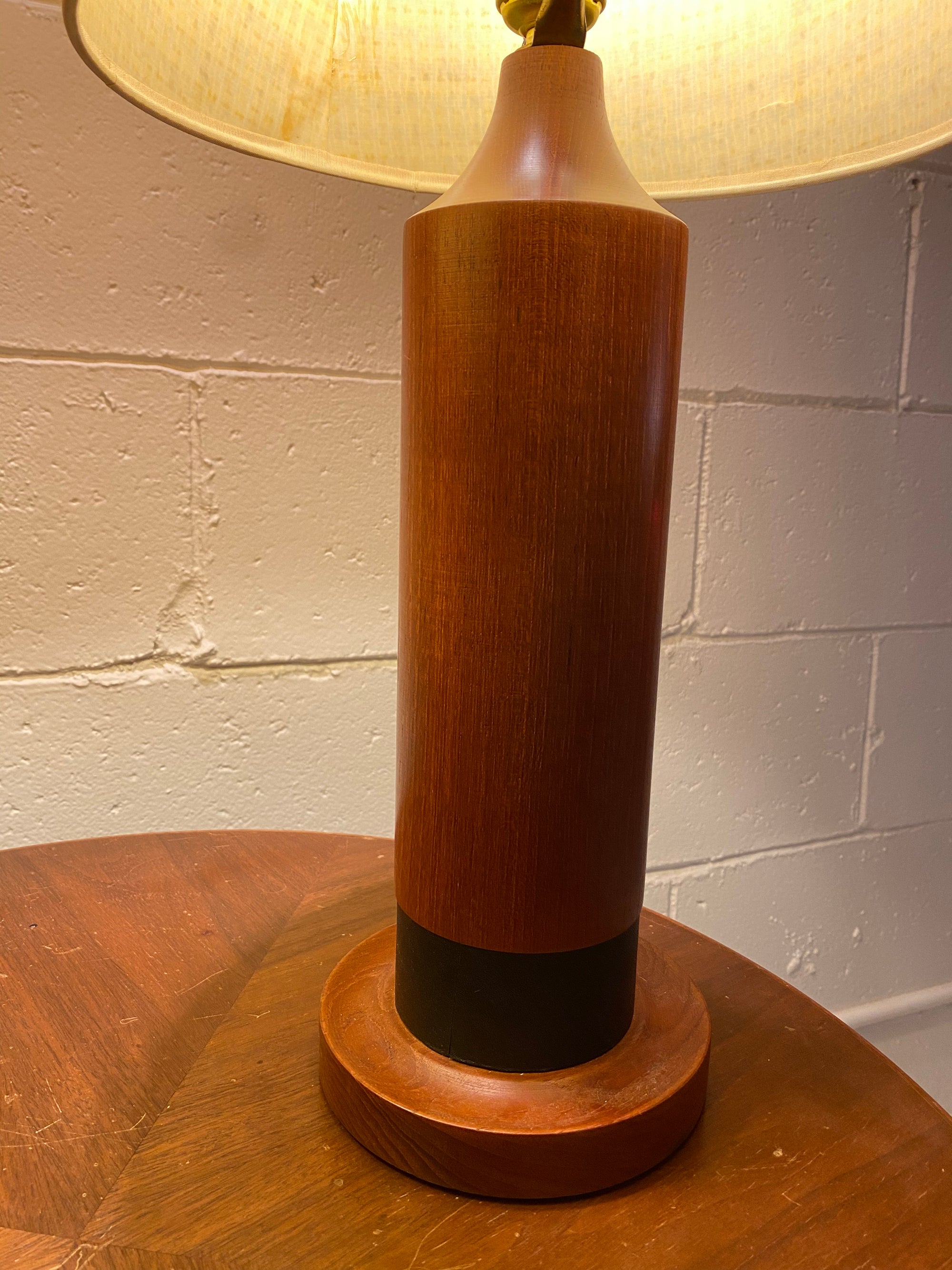 Solid Teak Turned Table Lamps Mid Century Modern 1960's