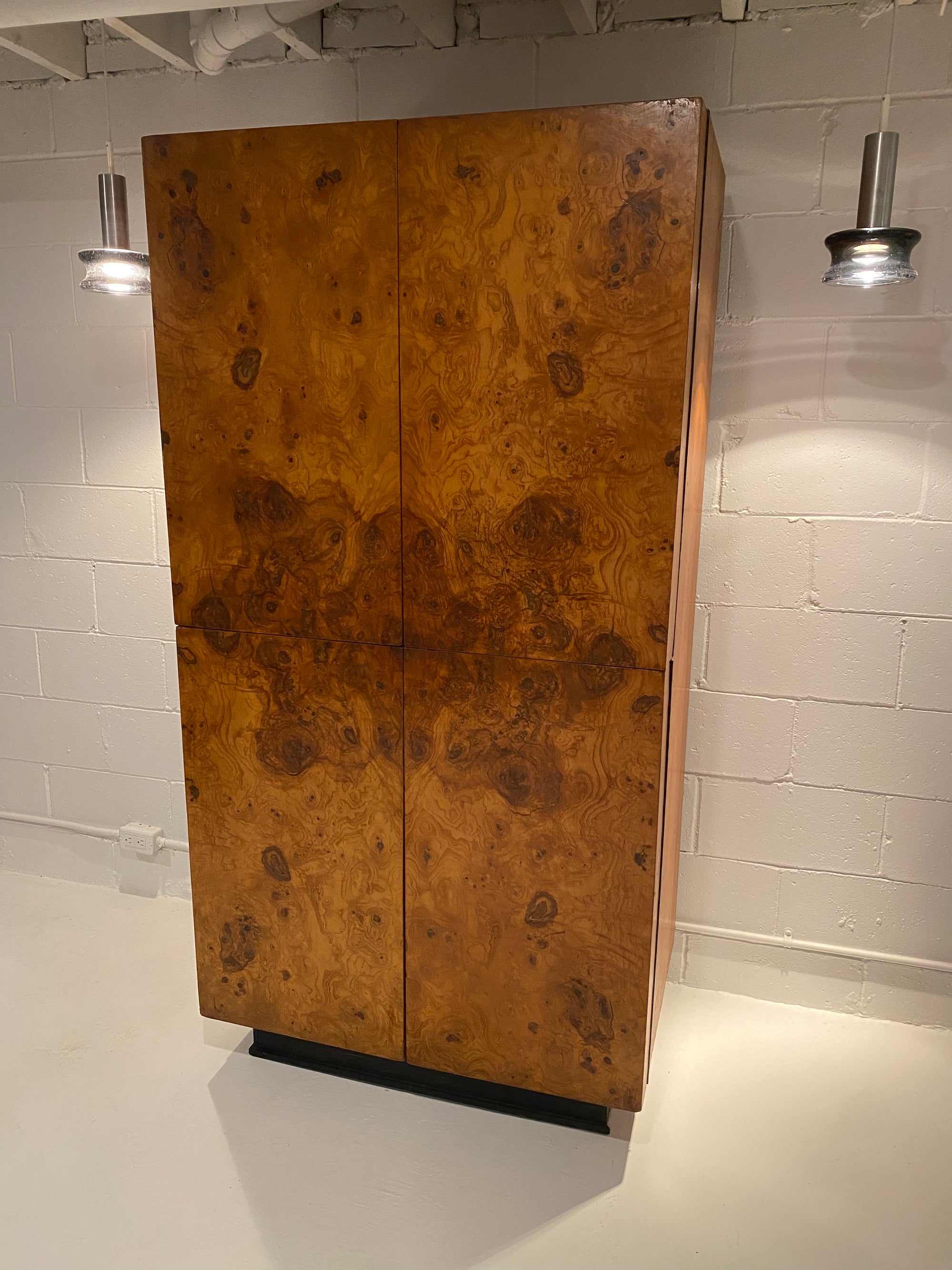 Antique Art Deco Burl Wood Armoire Wardrobe