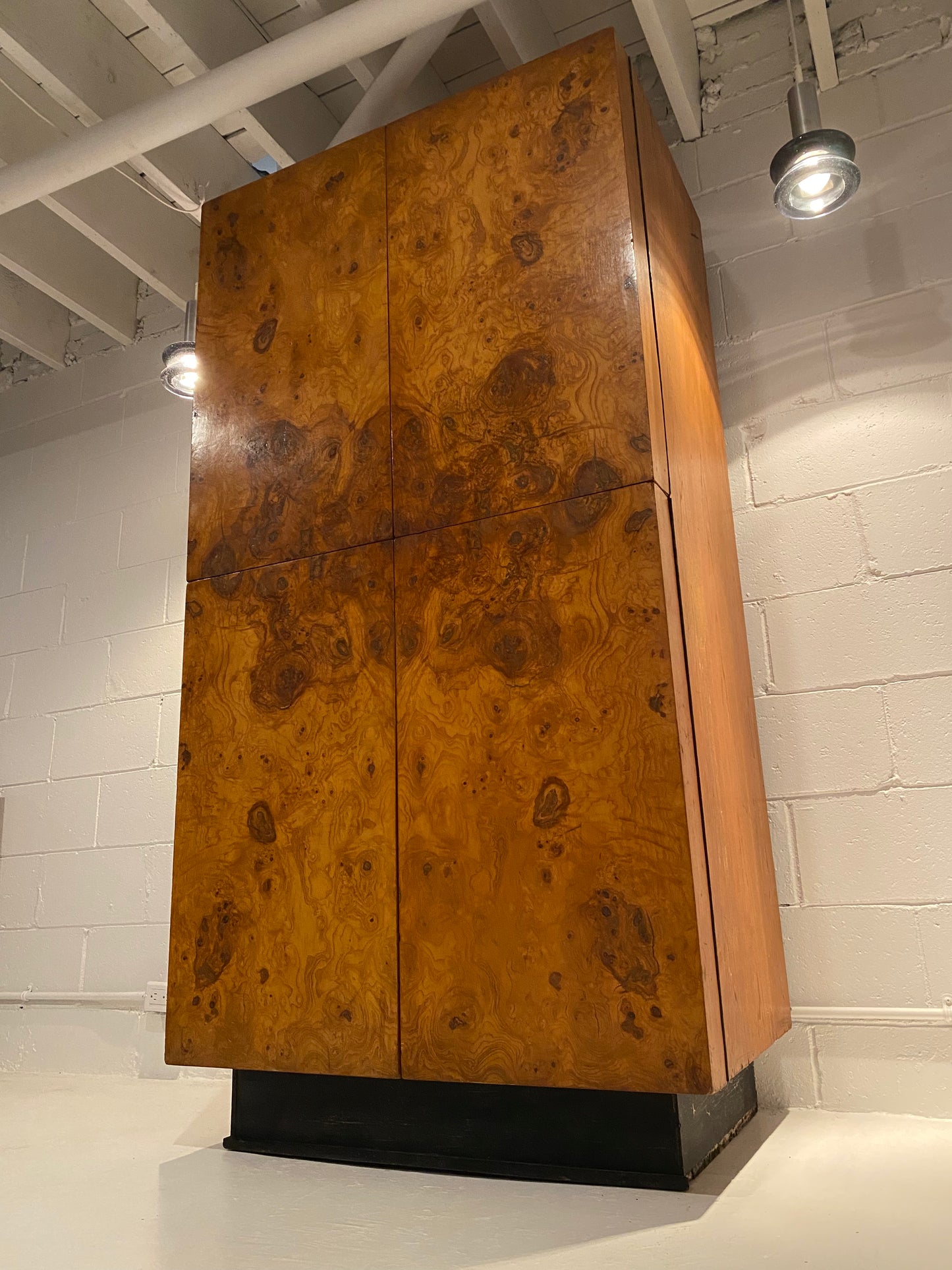 Antique Art Deco Burl Wood Armoire Wardrobe