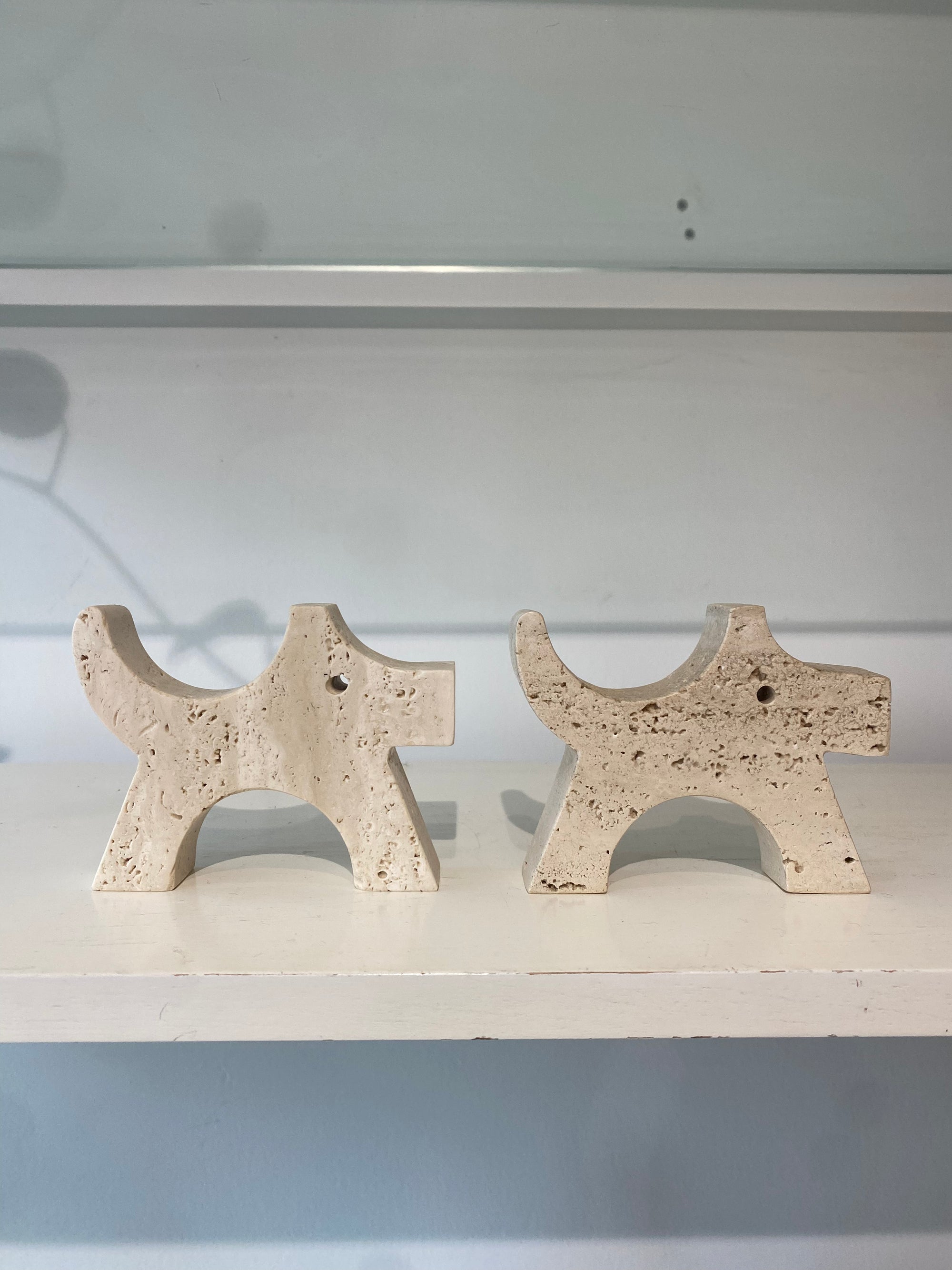 Fratelli Mannelli Travertine Medium Scotty Dog Pair